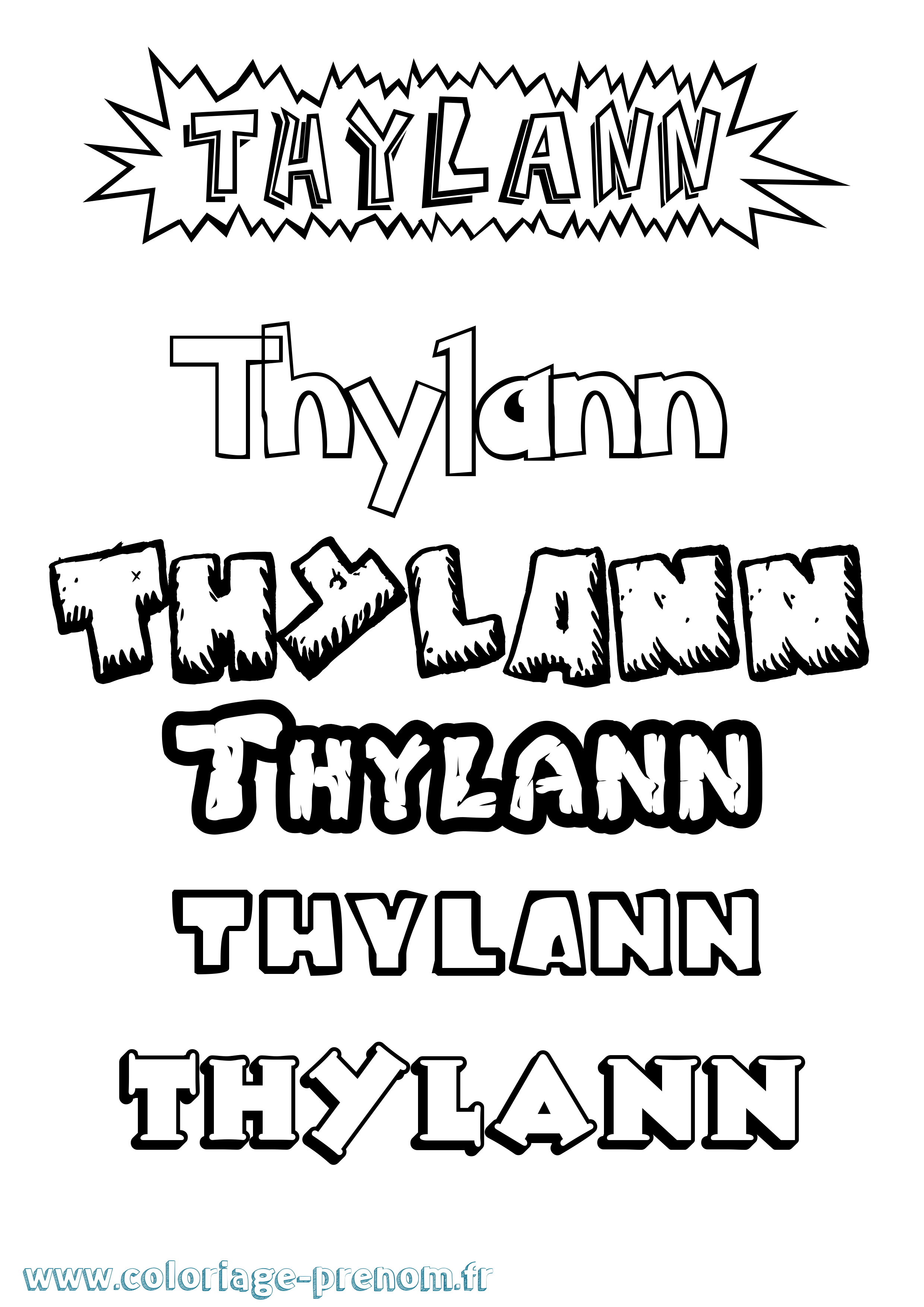 Coloriage Thylann Dessin Animé Coloriage prénom Thylann Dessin Animé