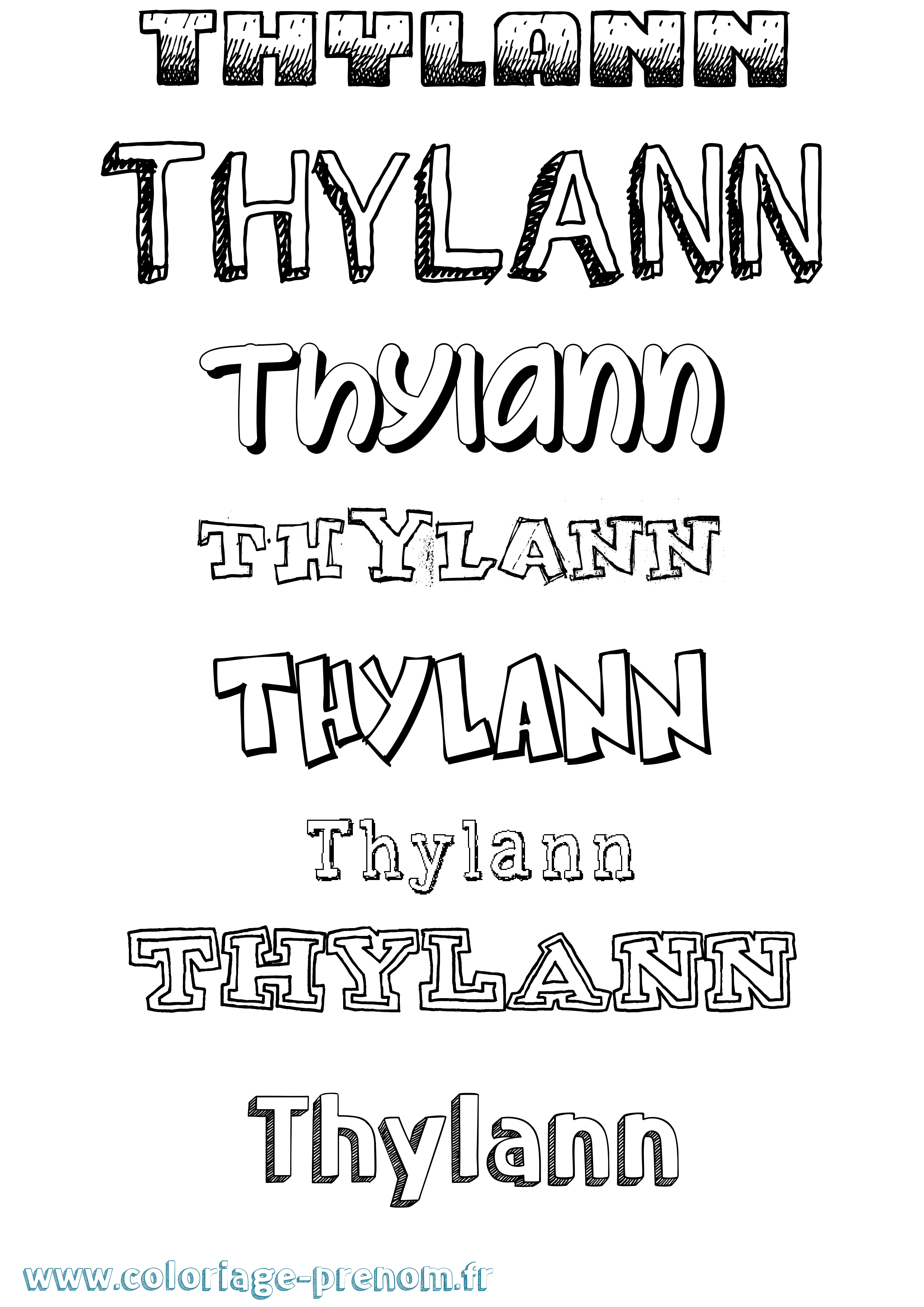 Coloriage Thylann Dessiné Coloriage prénom Thylann Dessiné