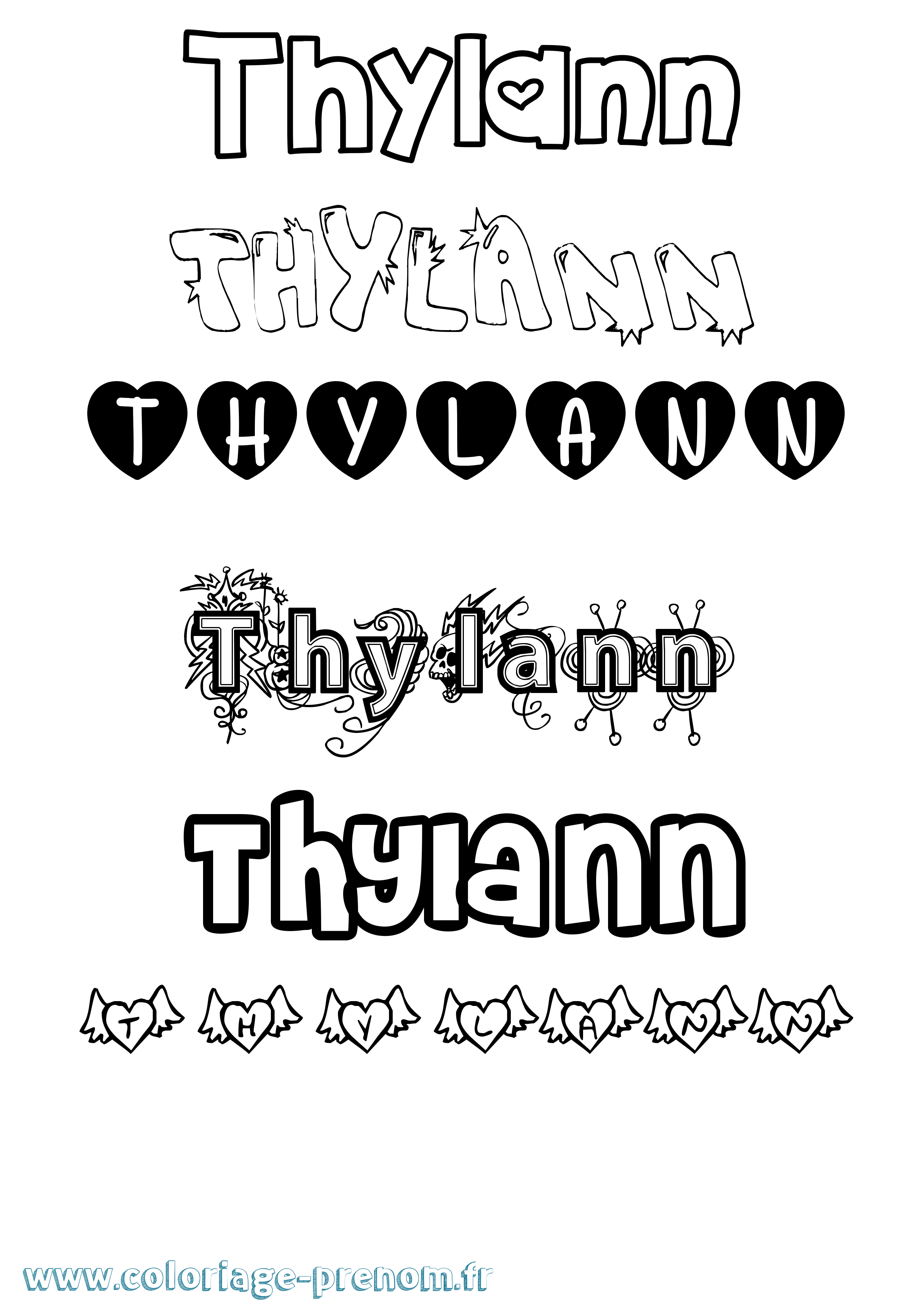Coloriage Thylann Girly Coloriage prénom Thylann Girly