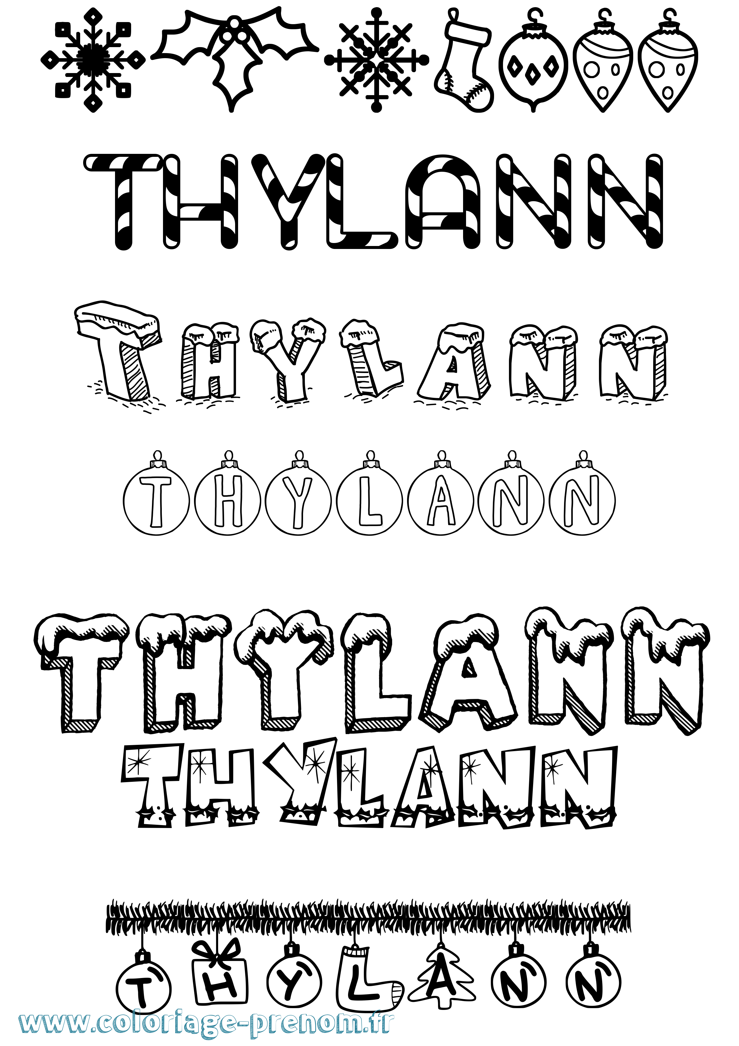 Coloriage Thylann Noël Coloriage prénom Thylann Noël