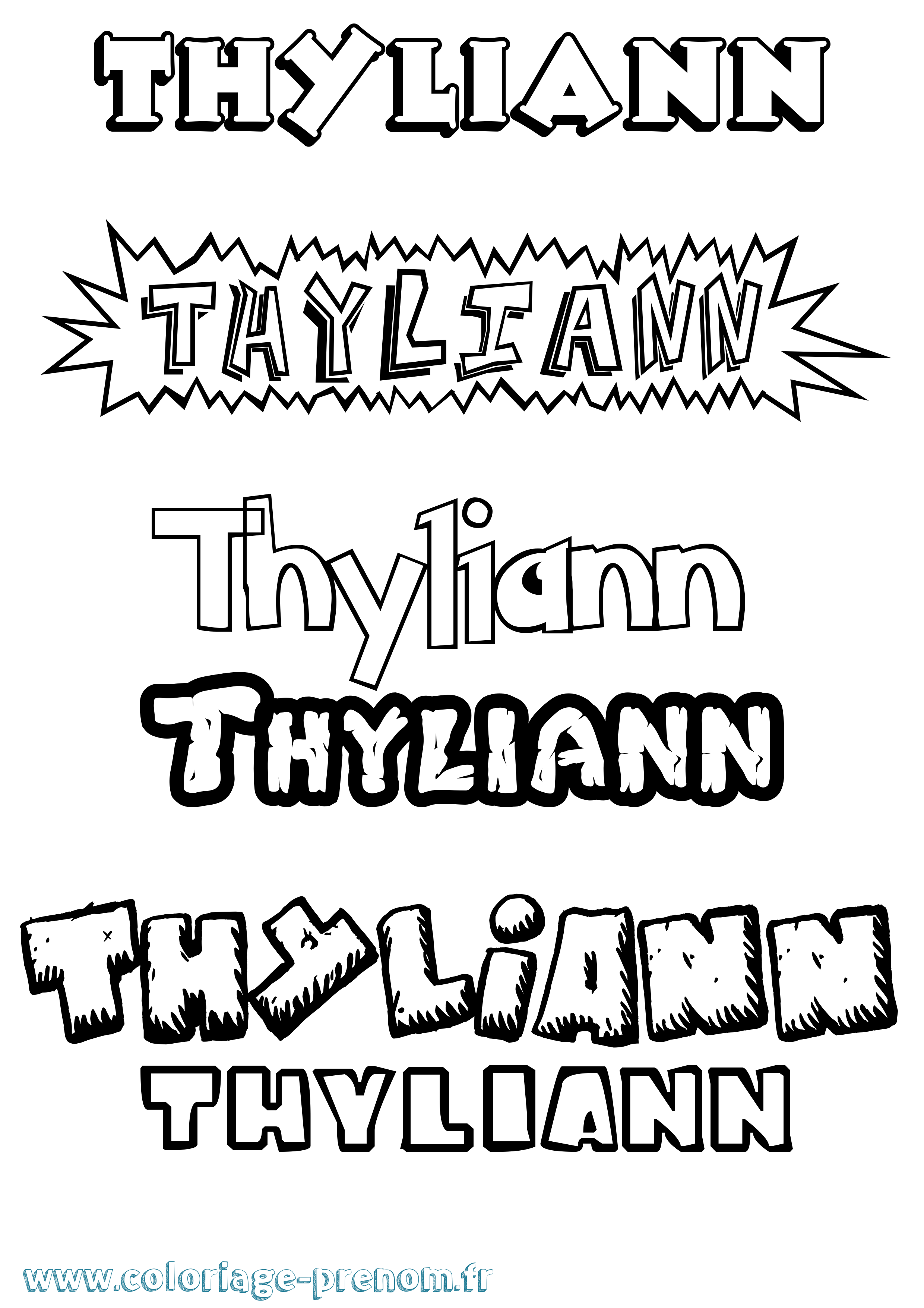 Coloriage Thyliann Dessin Animé Coloriage prénom Thyliann Dessin Animé