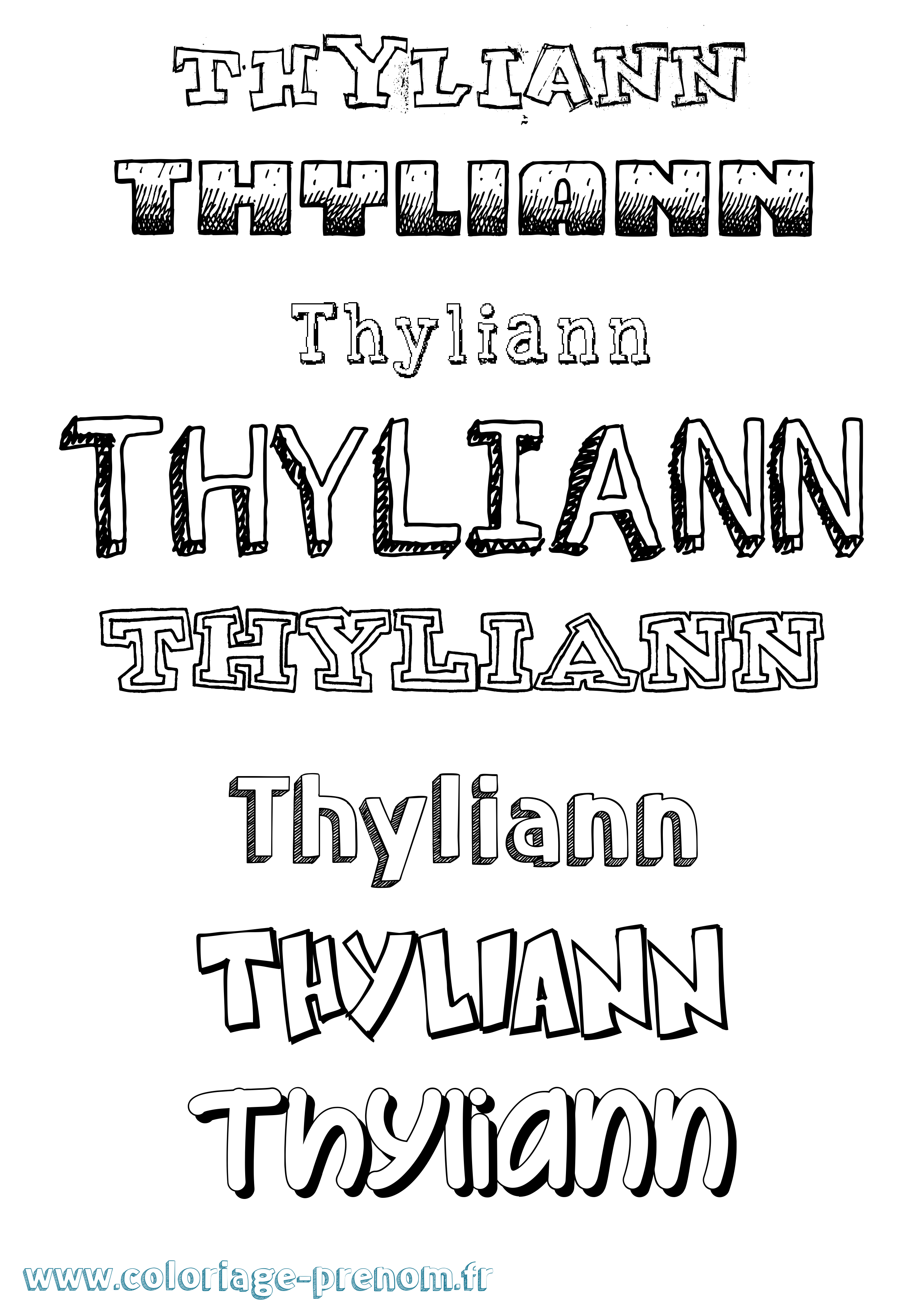 Coloriage Thyliann Dessiné Coloriage prénom Thyliann Dessiné
