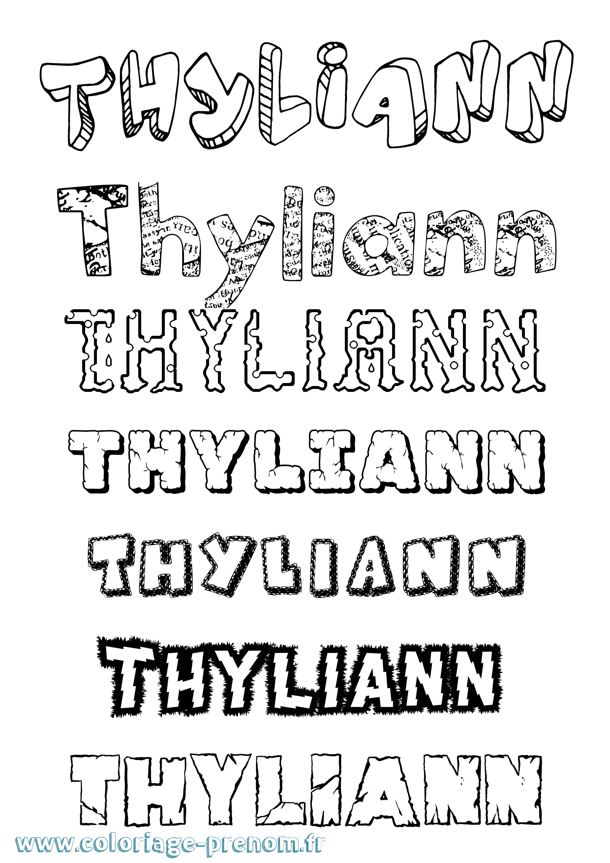 Coloriage Thyliann Destructuré Coloriage prénom Thyliann Destructuré