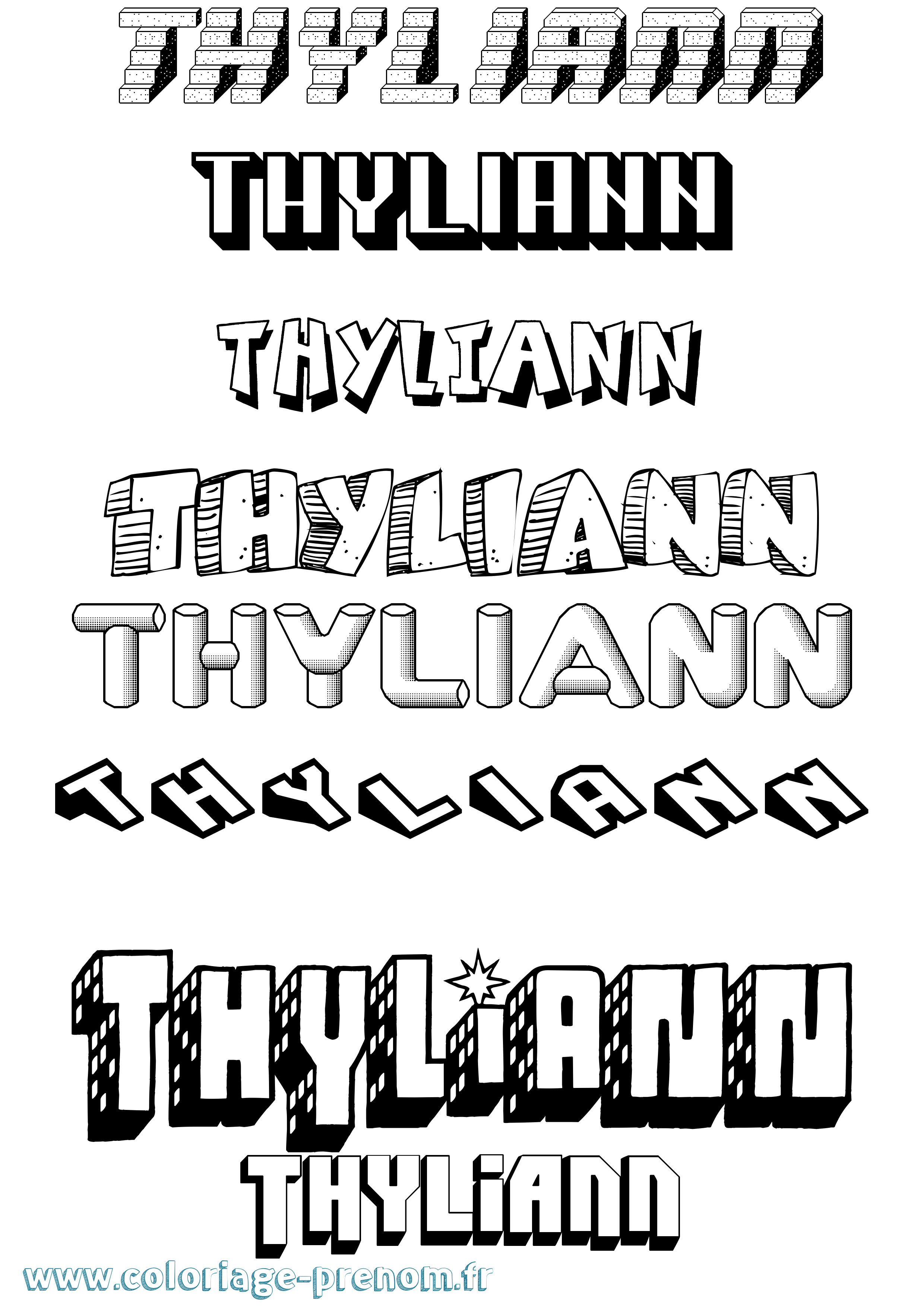 Coloriage Thyliann Effet 3D Coloriage prénom Thyliann Effet 3D