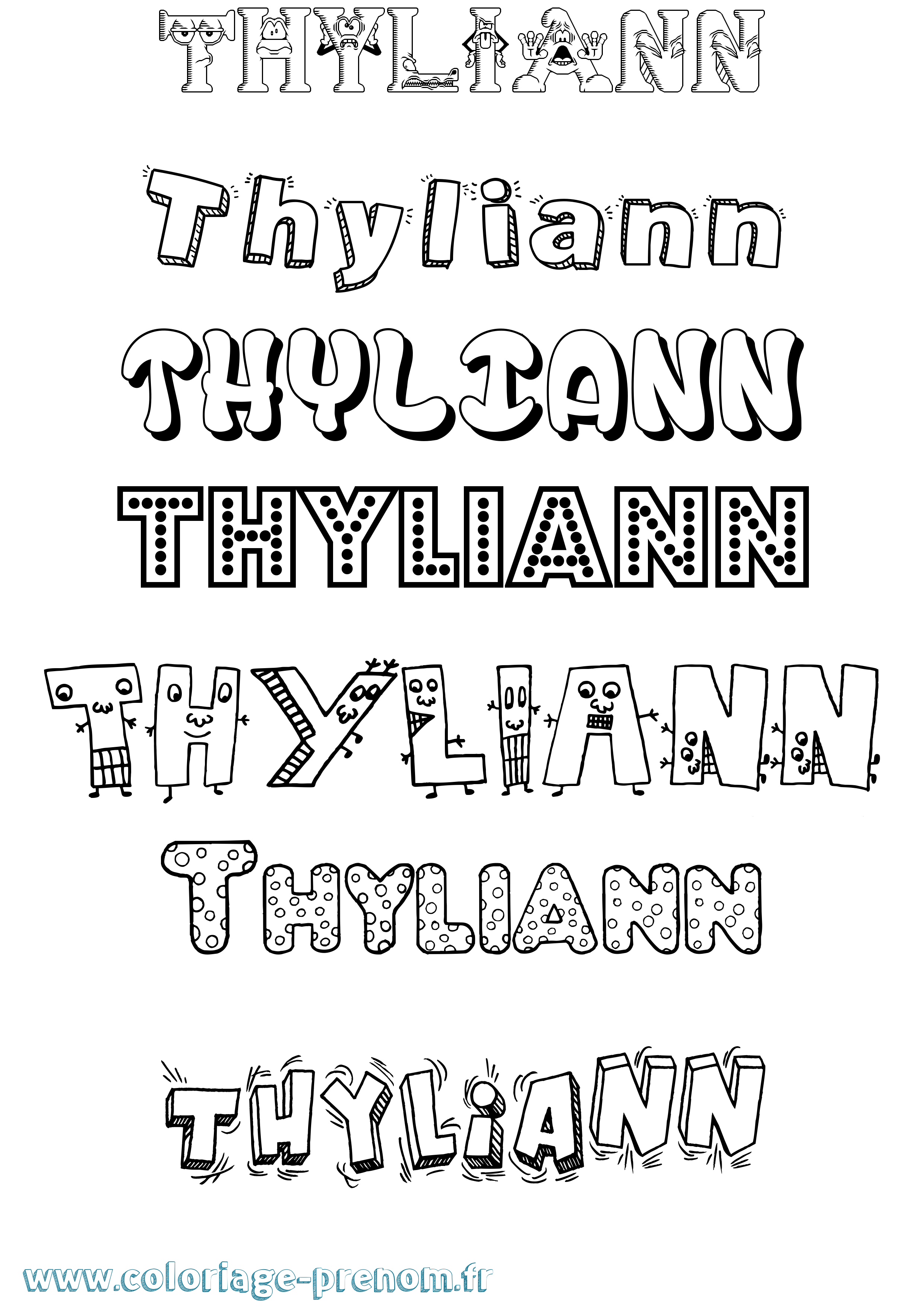 Coloriage Thyliann Fun Coloriage prénom Thyliann Fun