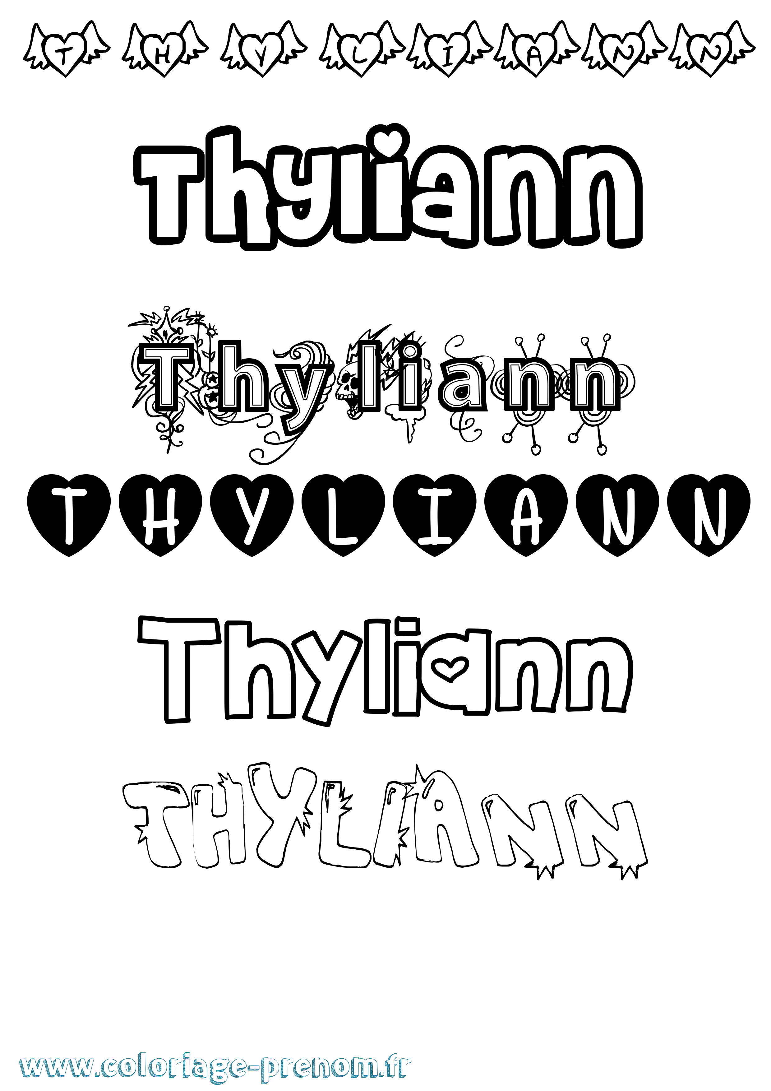Coloriage Thyliann Girly Coloriage prénom Thyliann Girly