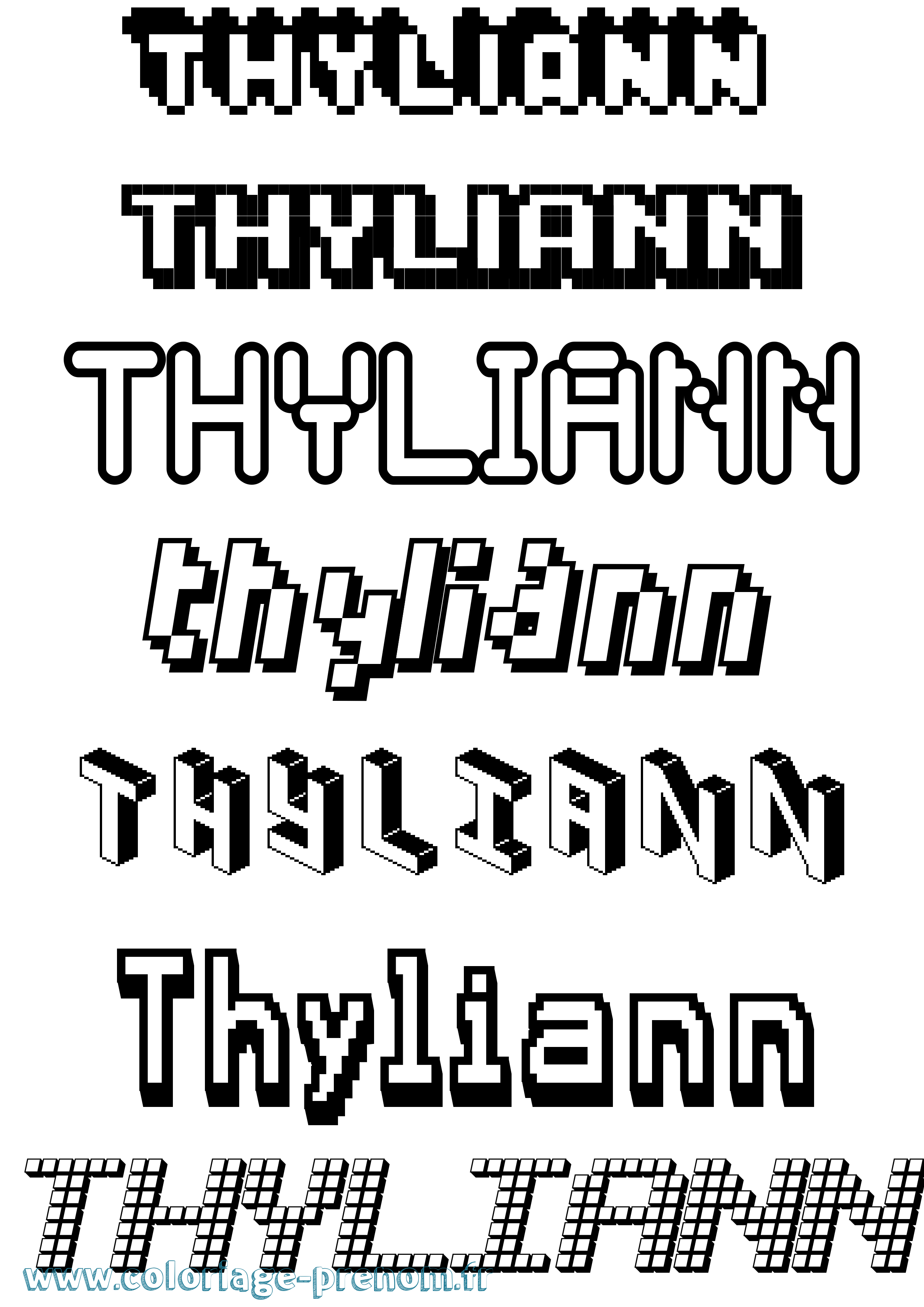 Coloriage Thyliann Pixel Coloriage prénom Thyliann Pixel