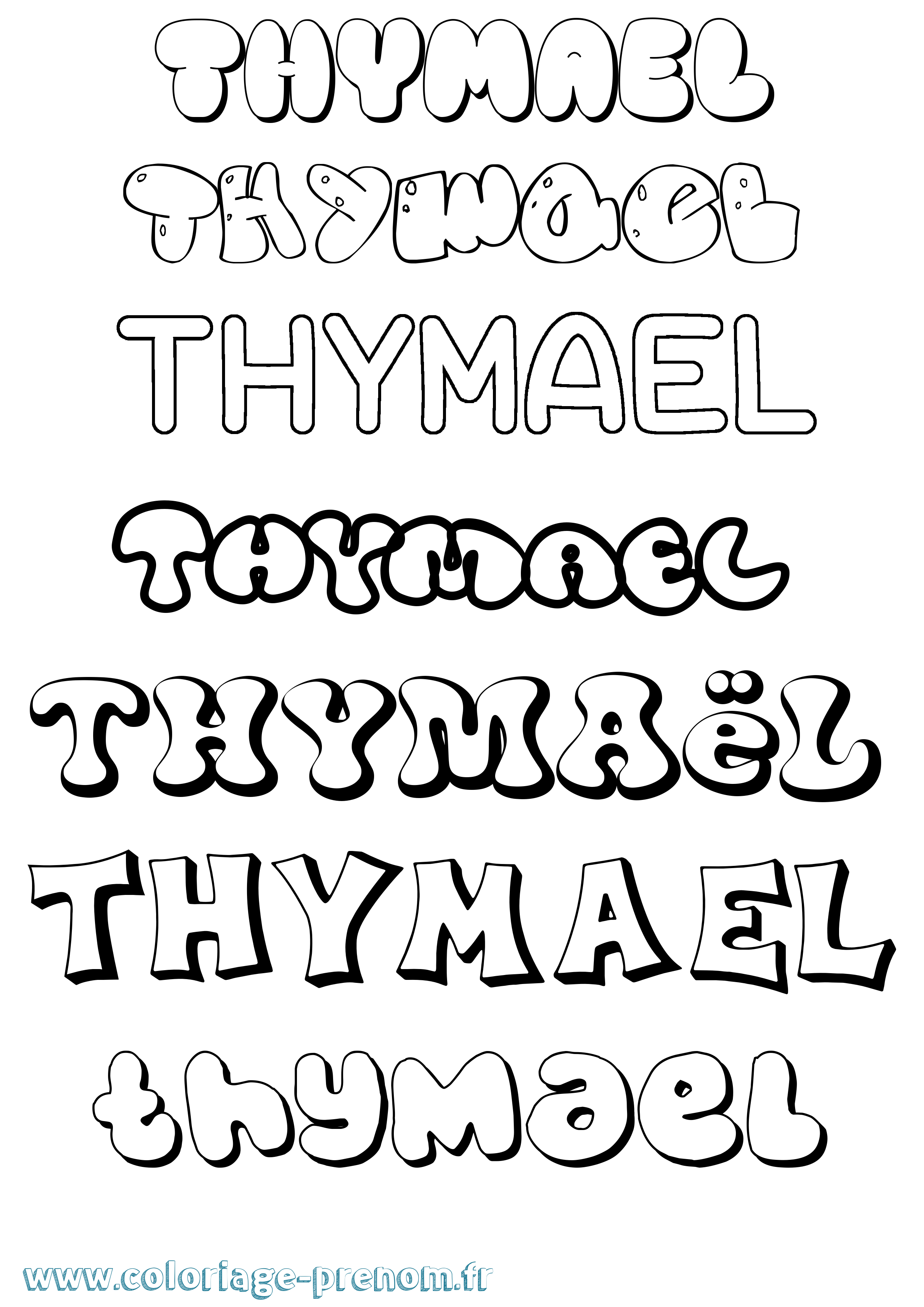 Coloriage Thymaël Bubble Coloriage prénom Thymaël Bubble