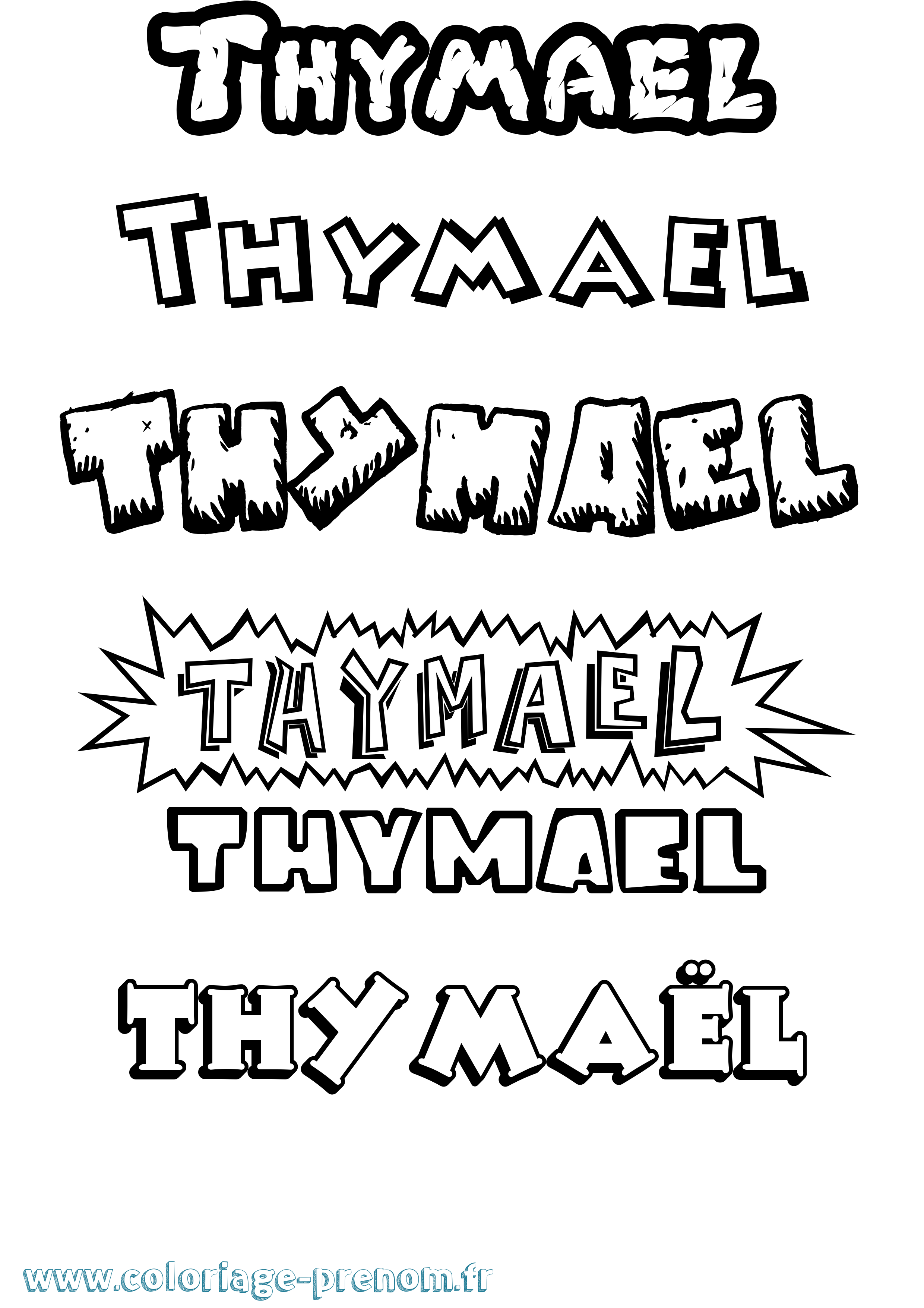 Coloriage Thymaël Dessin Animé Coloriage prénom Thymaël Dessin Animé
