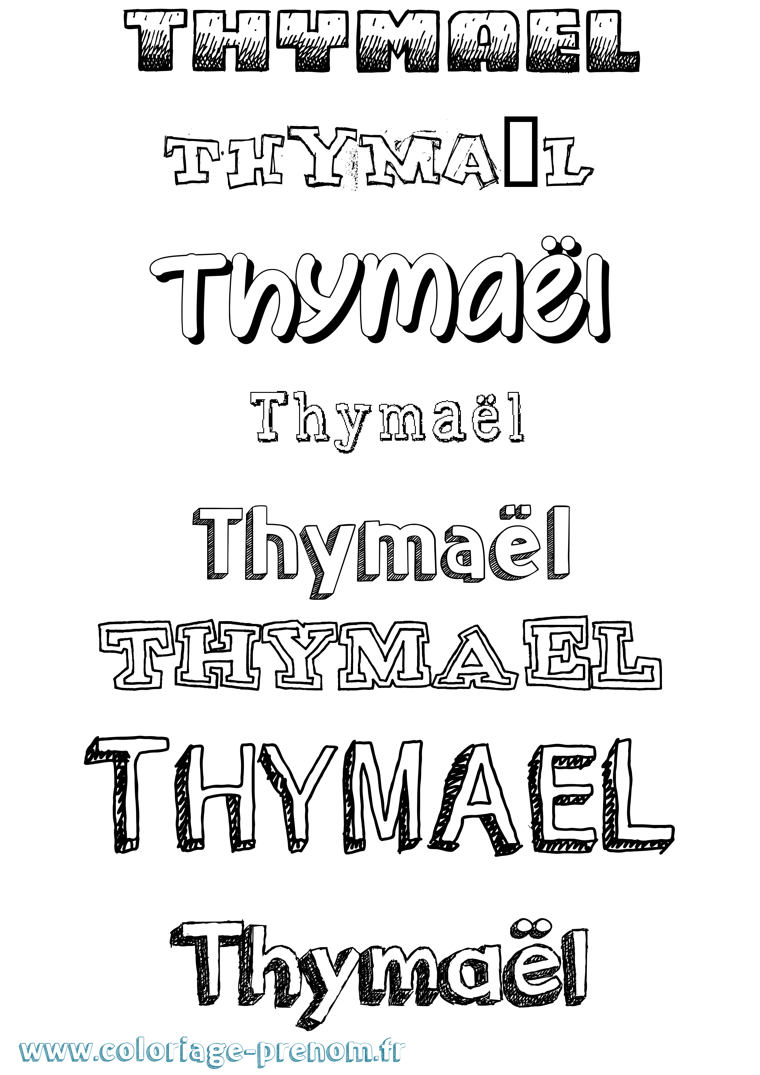Coloriage Thymaël Dessiné Coloriage prénom Thymaël Dessiné