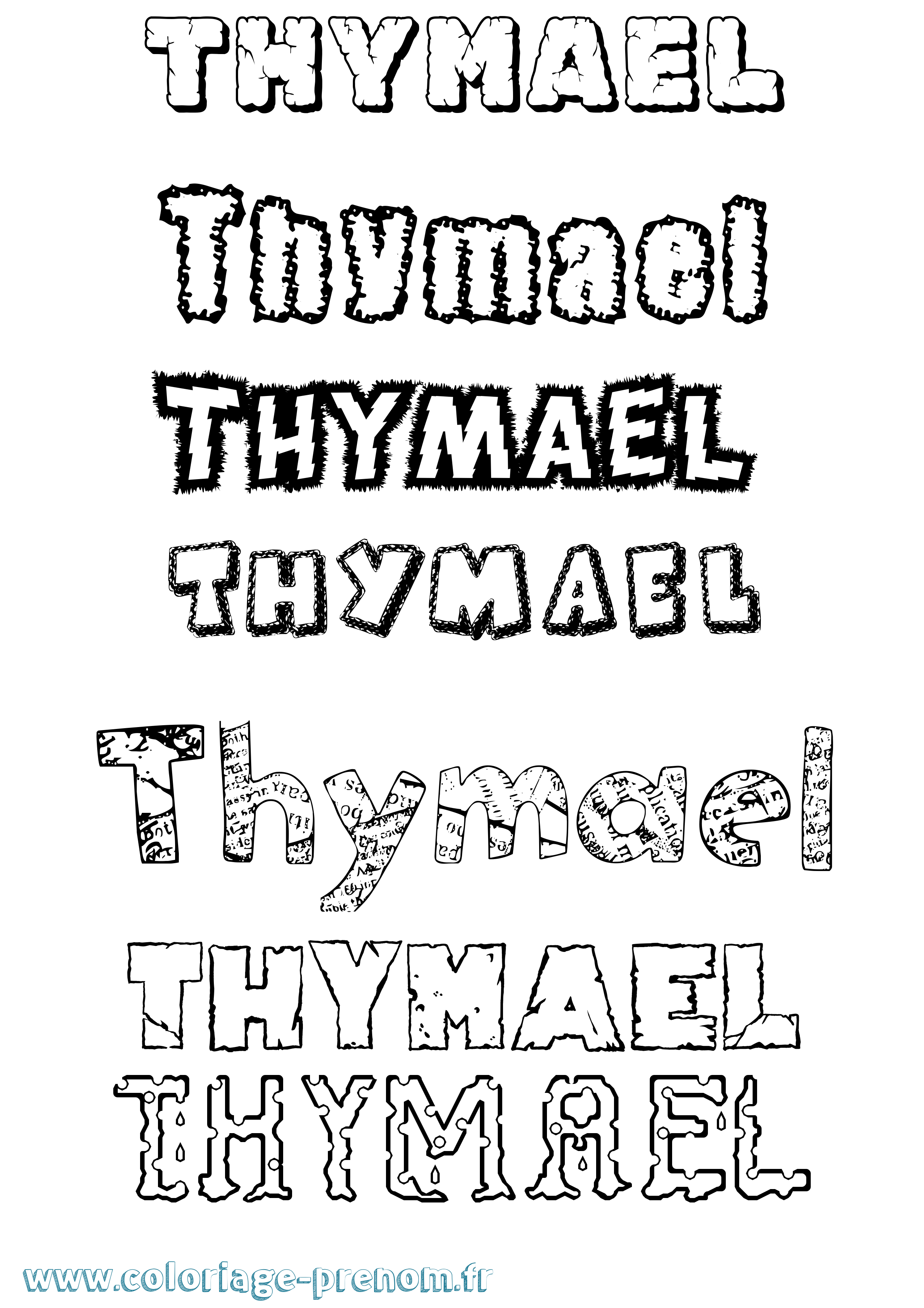 Coloriage Thymaël Destructuré Coloriage prénom Thymaël Destructuré