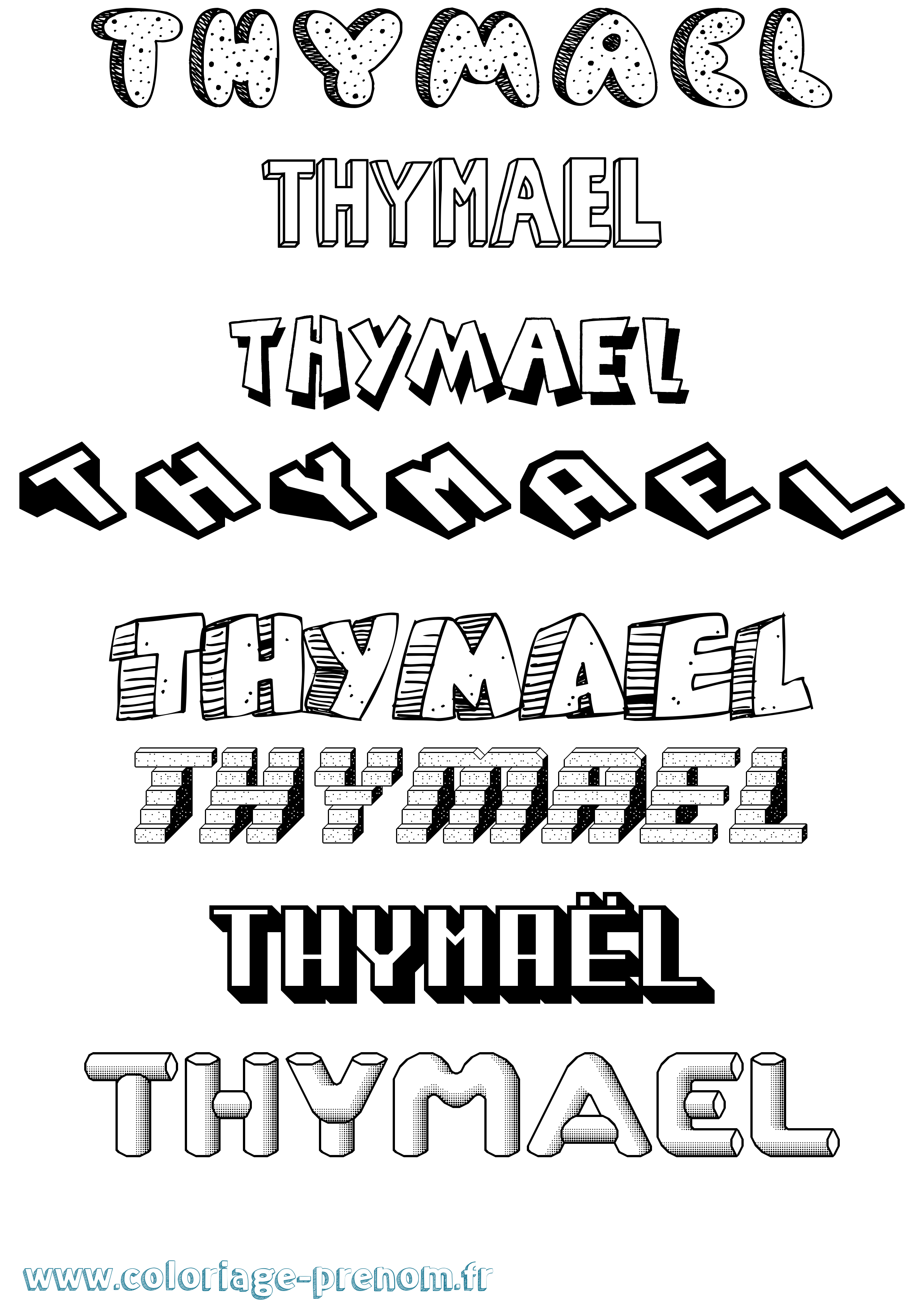 Coloriage Thymaël Effet 3D Coloriage prénom Thymaël Effet 3D