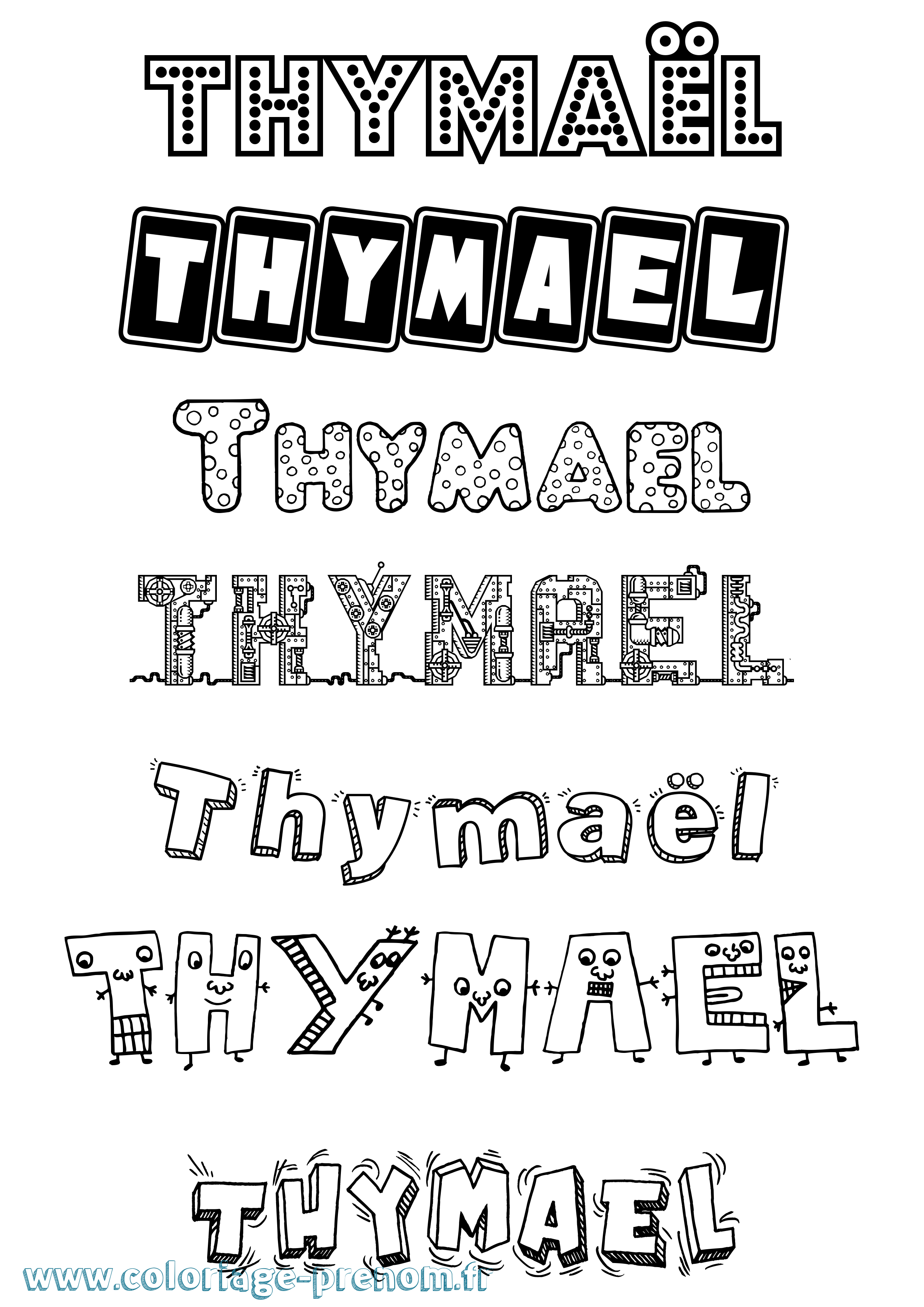Coloriage Thymaël Fun Coloriage prénom Thymaël Fun