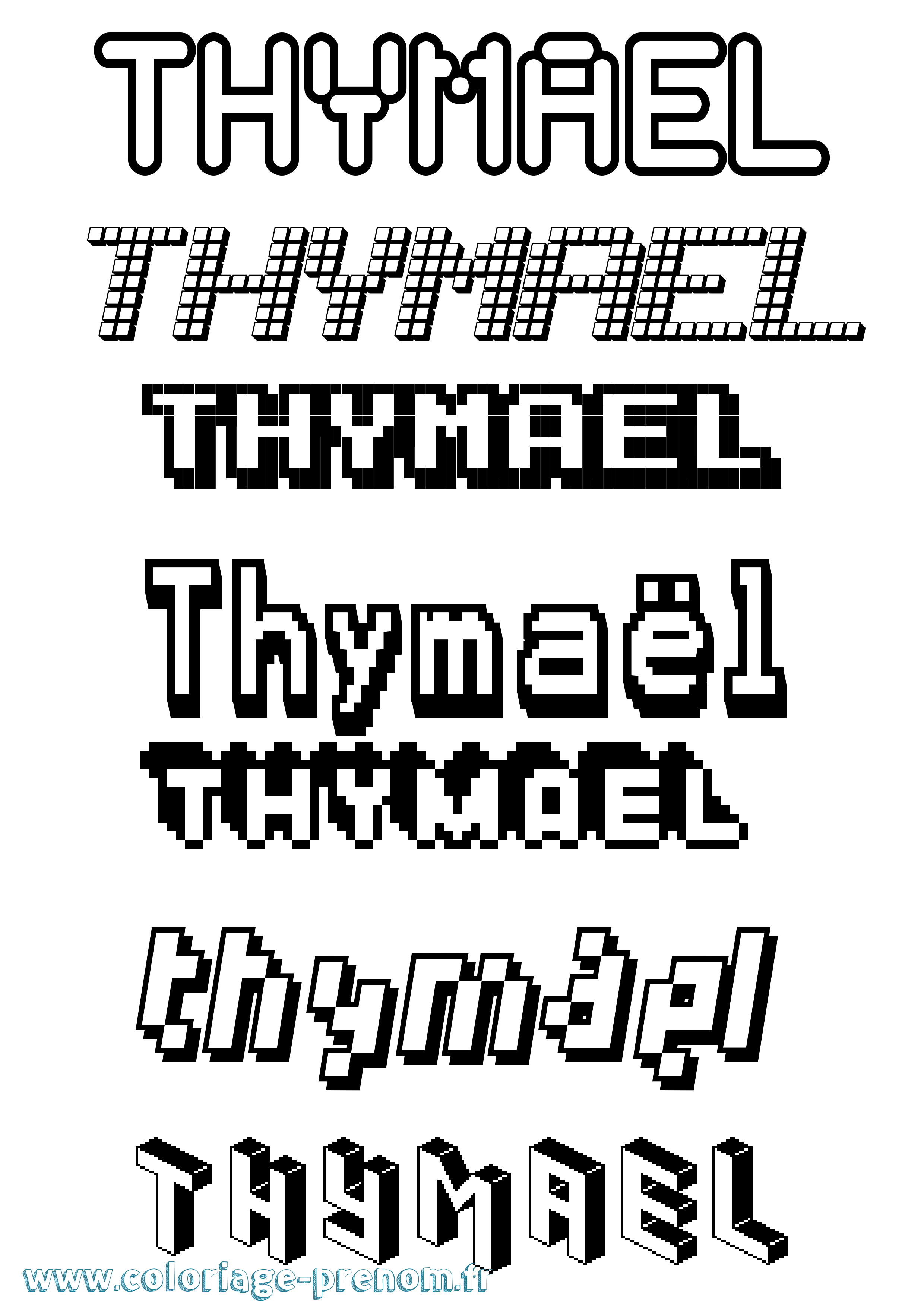 Coloriage Thymaël Pixel Coloriage prénom Thymaël Pixel