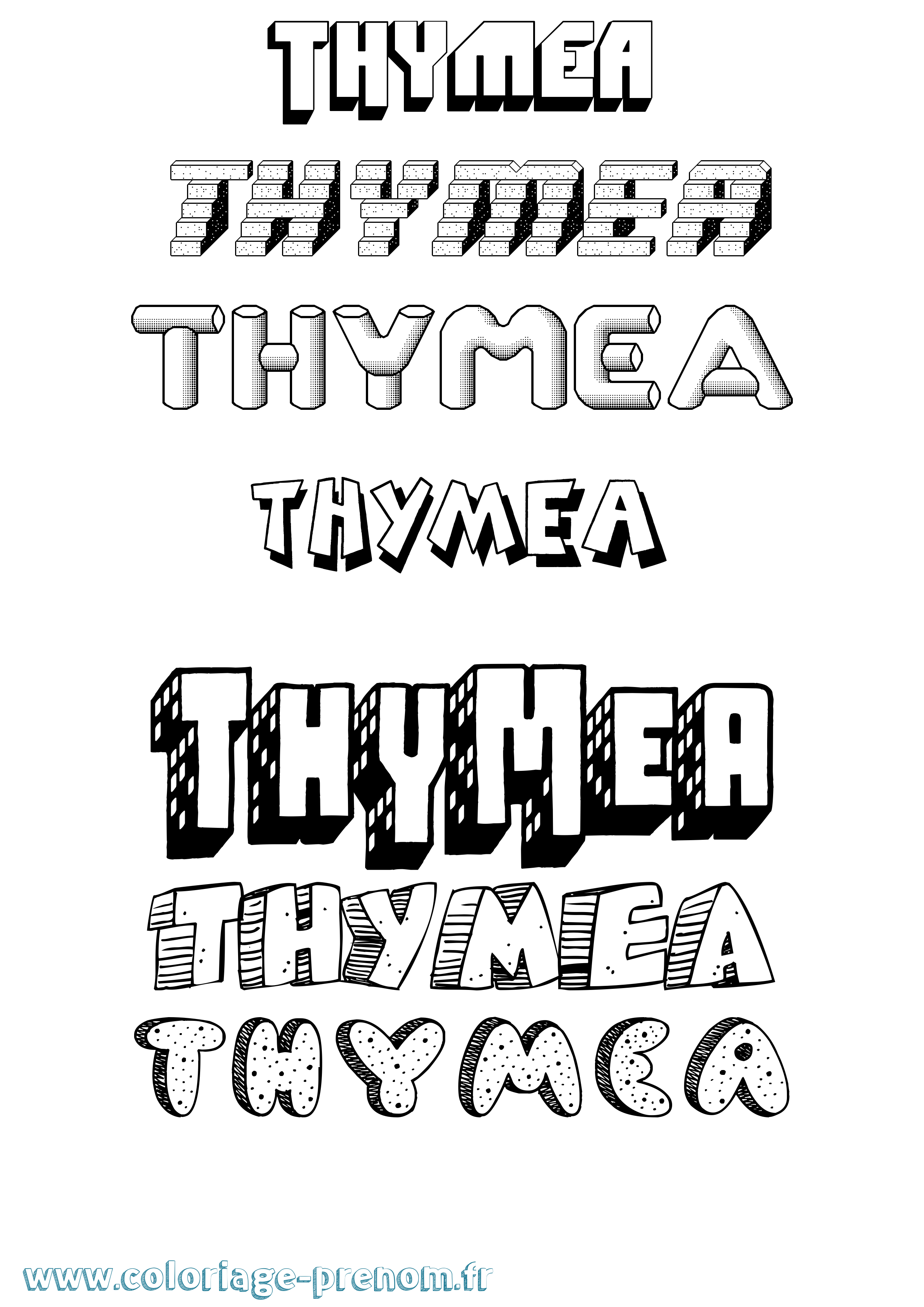 Coloriage Thymea Effet 3D Coloriage prénom Thymea Effet 3D