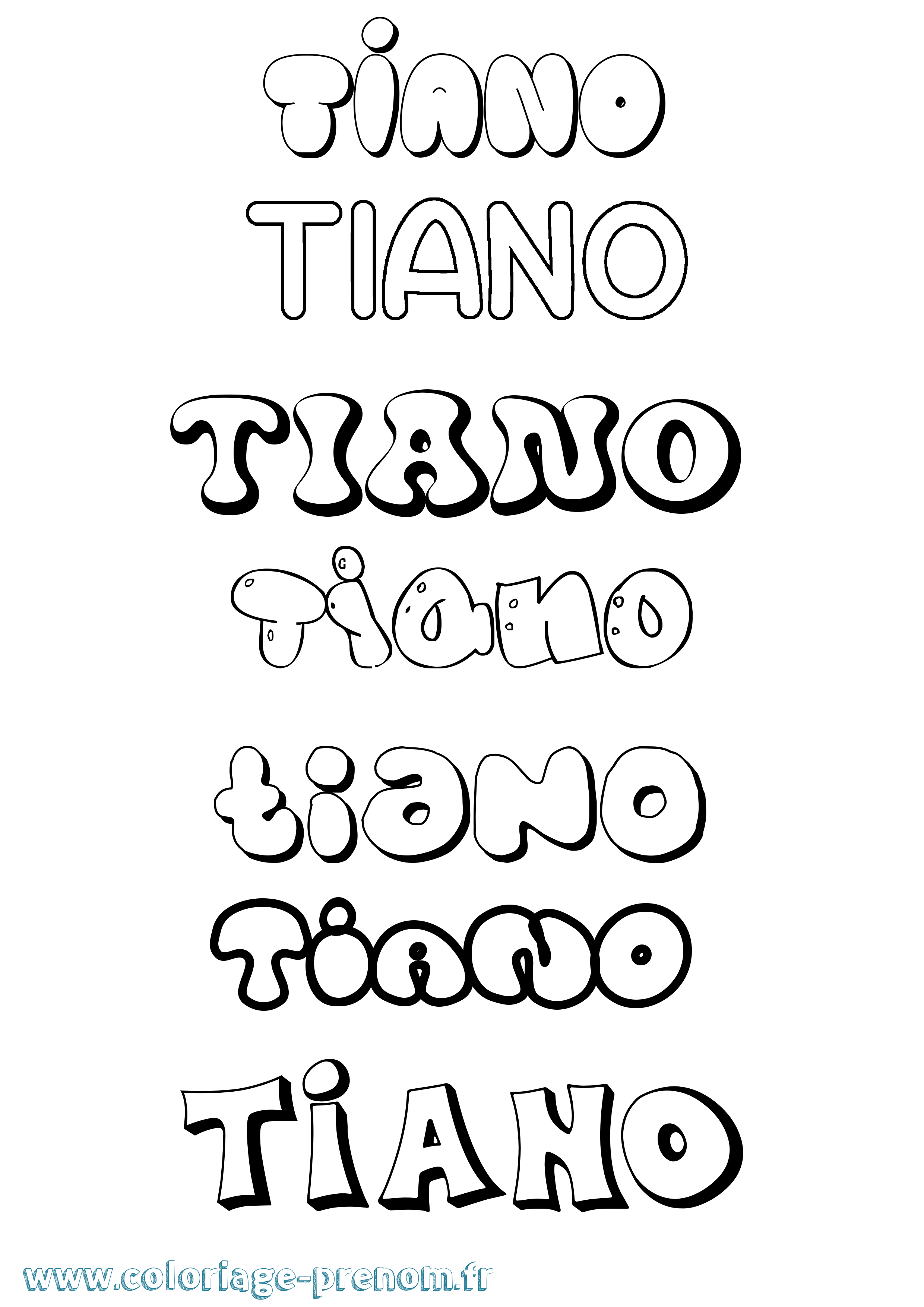 Coloriage Tiano Bubble Coloriage prénom Tiano Bubble