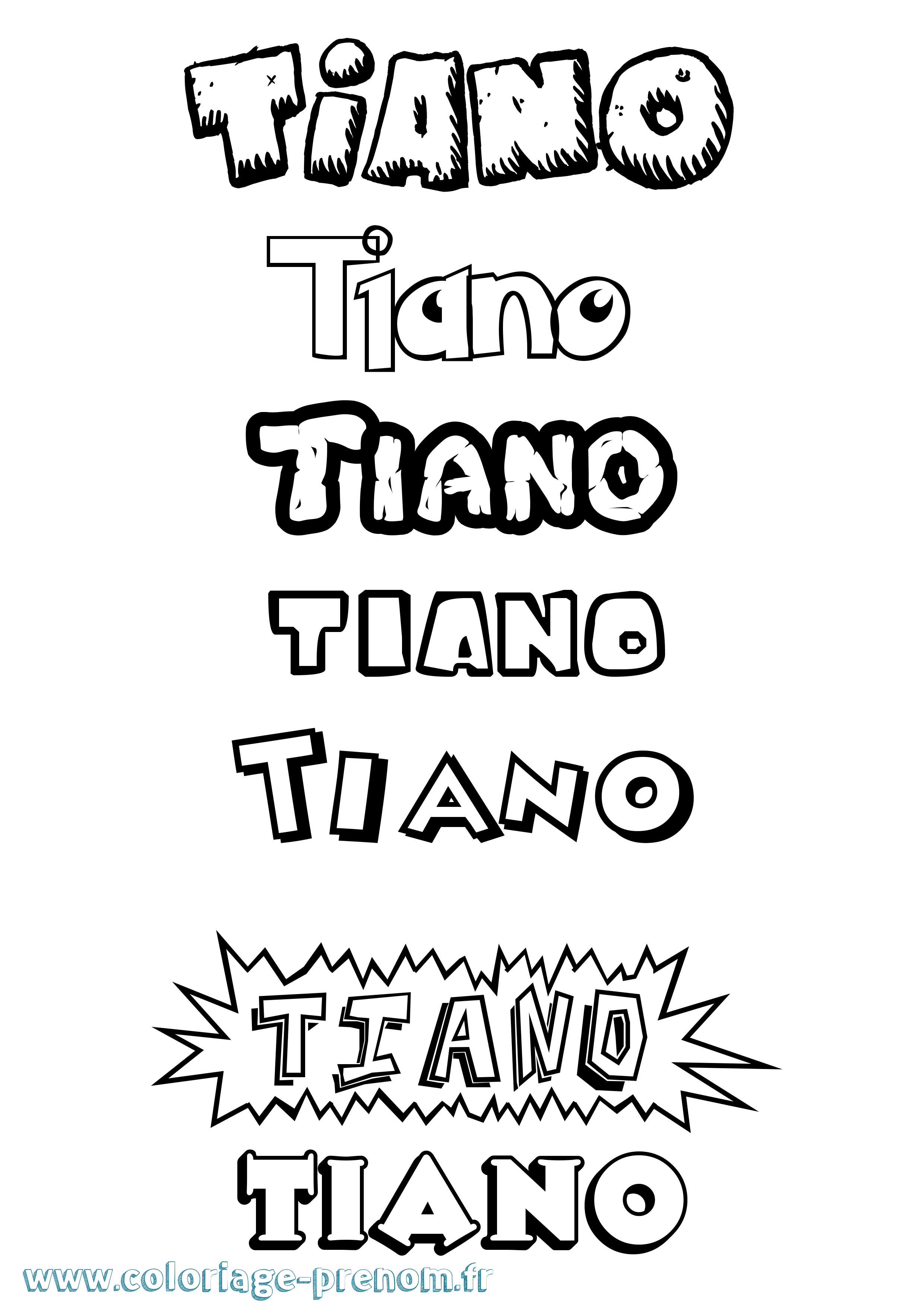 Coloriage Tiano Dessin Animé Coloriage prénom Tiano Dessin Animé