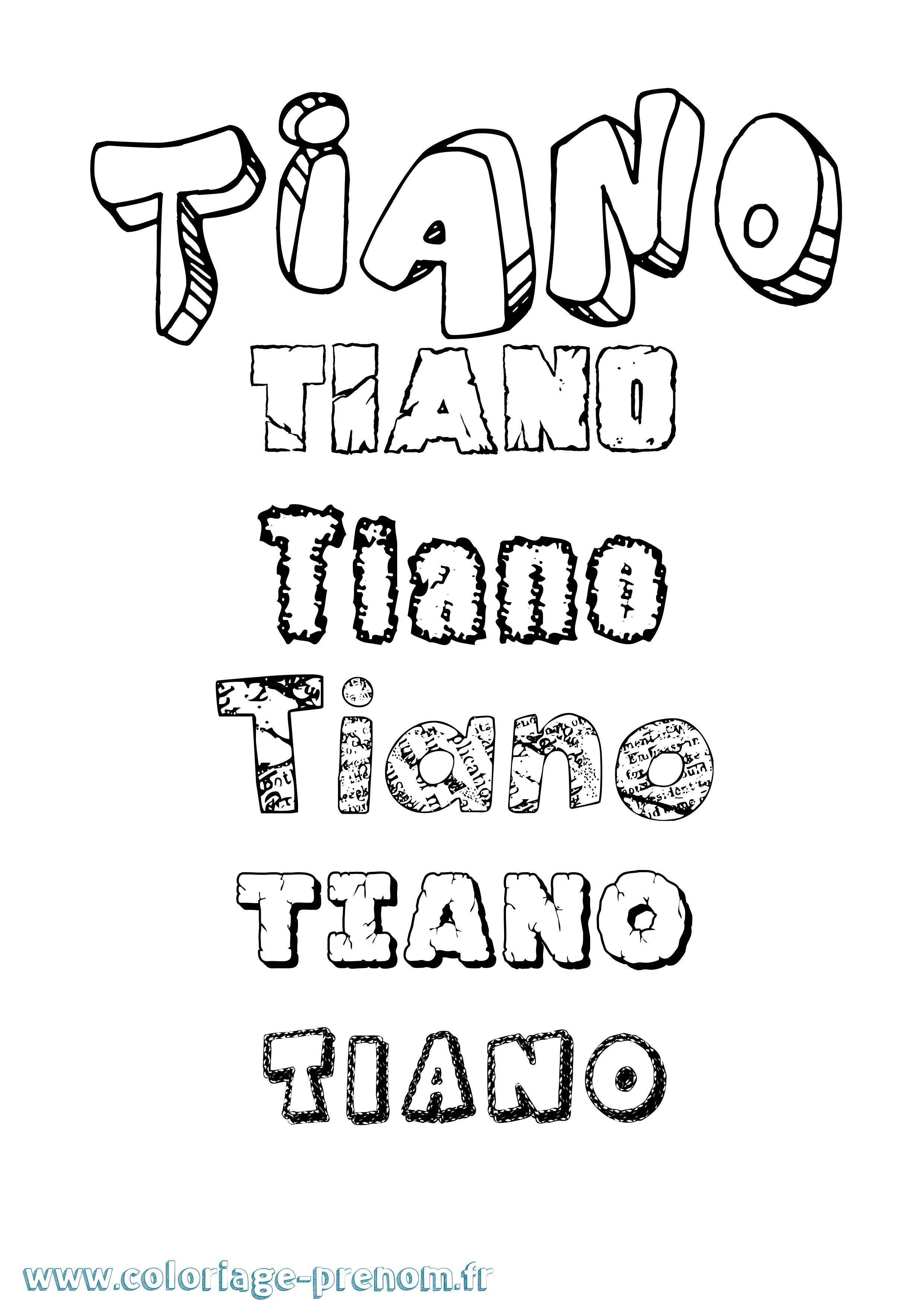 Coloriage Tiano Destructuré Coloriage prénom Tiano Destructuré
