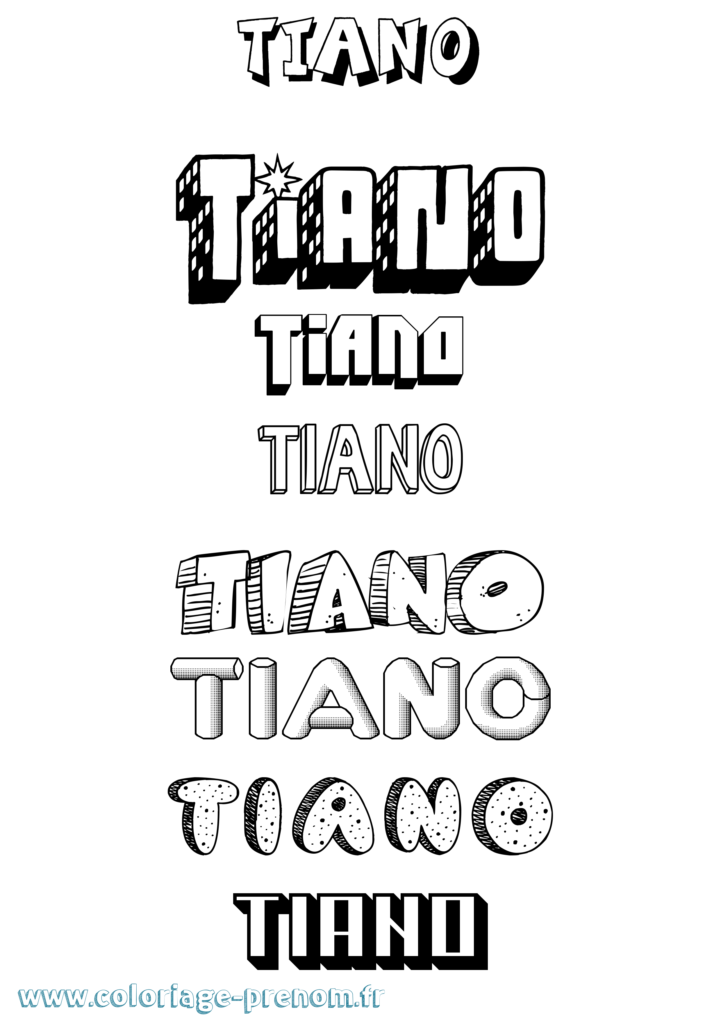 Coloriage Tiano Effet 3D Coloriage prénom Tiano Effet 3D