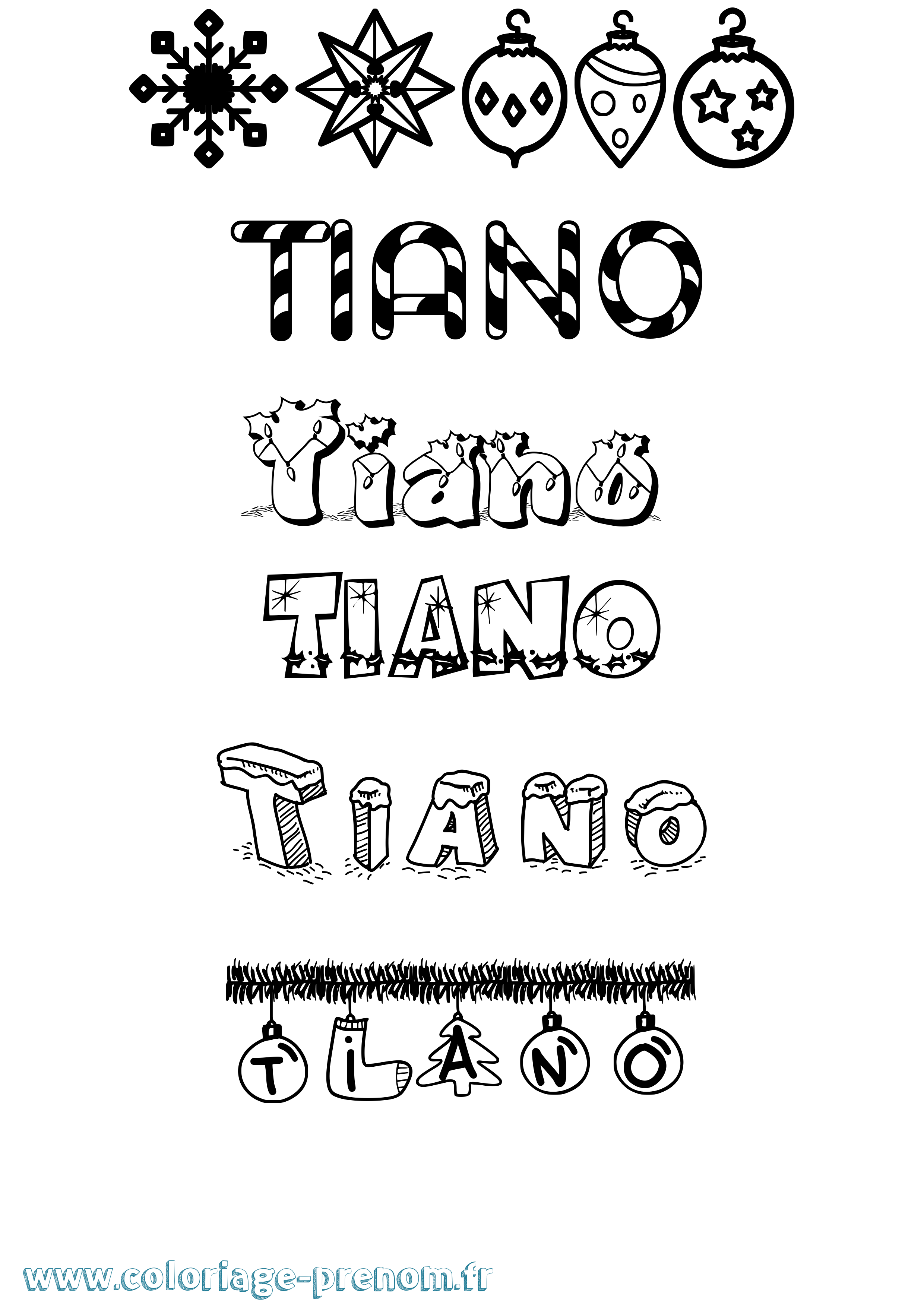 Coloriage Tiano Noël Coloriage prénom Tiano Noël