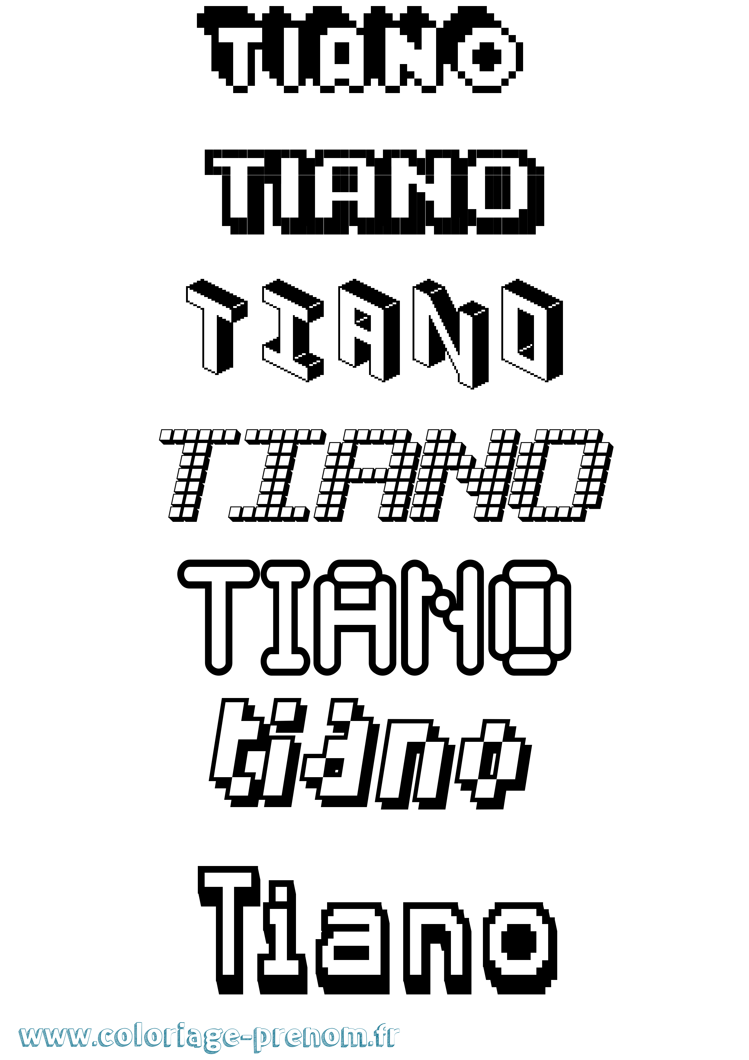 Coloriage Tiano Pixel Coloriage prénom Tiano Pixel