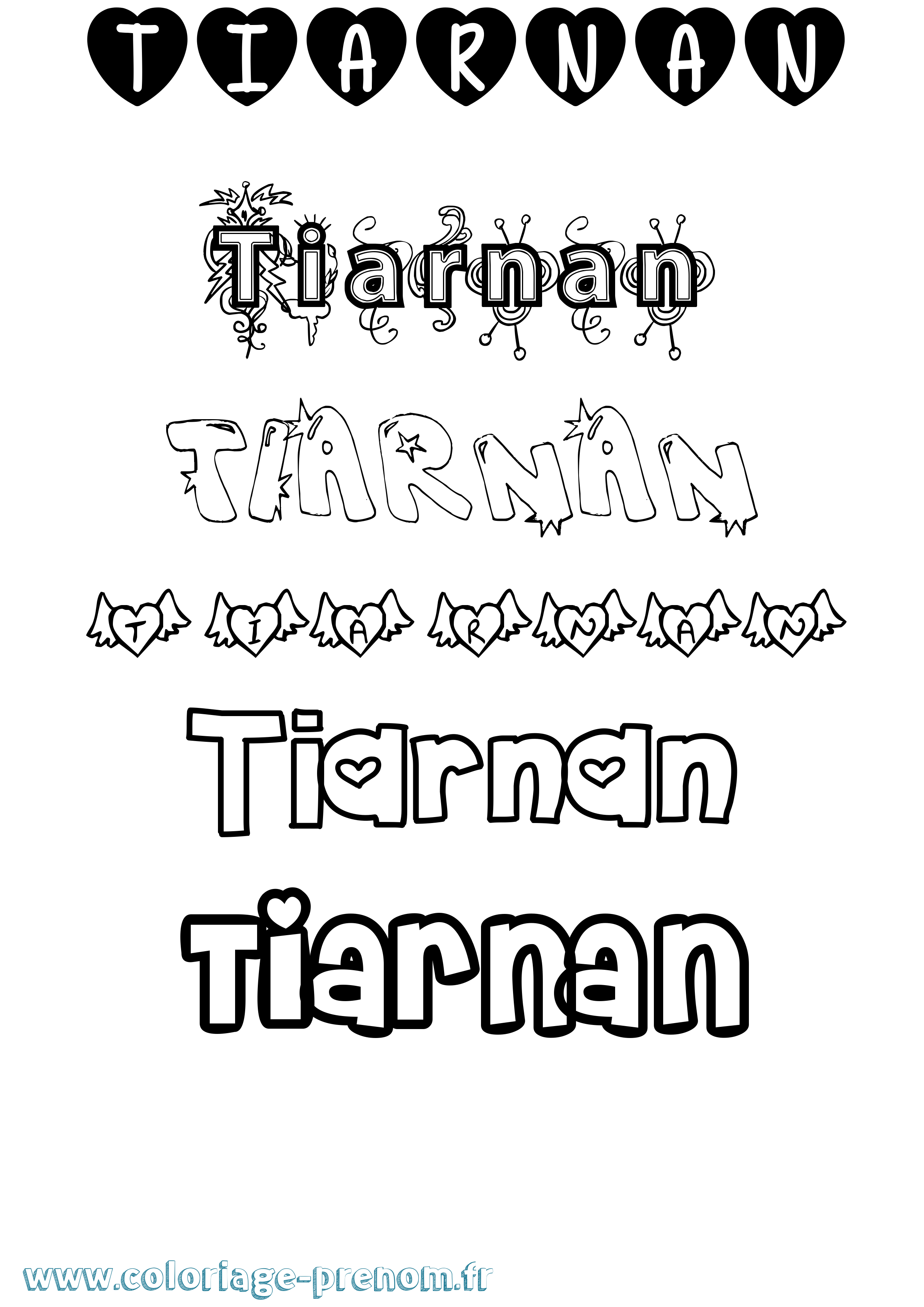 Coloriage Tiarnan Girly Coloriage prénom Tiarnan Girly
