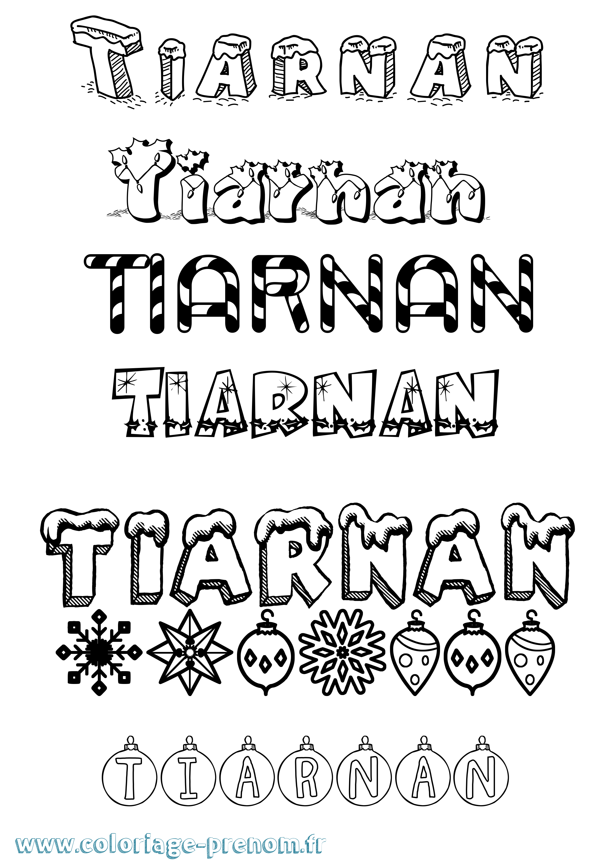 Coloriage Tiarnan Noël Coloriage prénom Tiarnan Noël