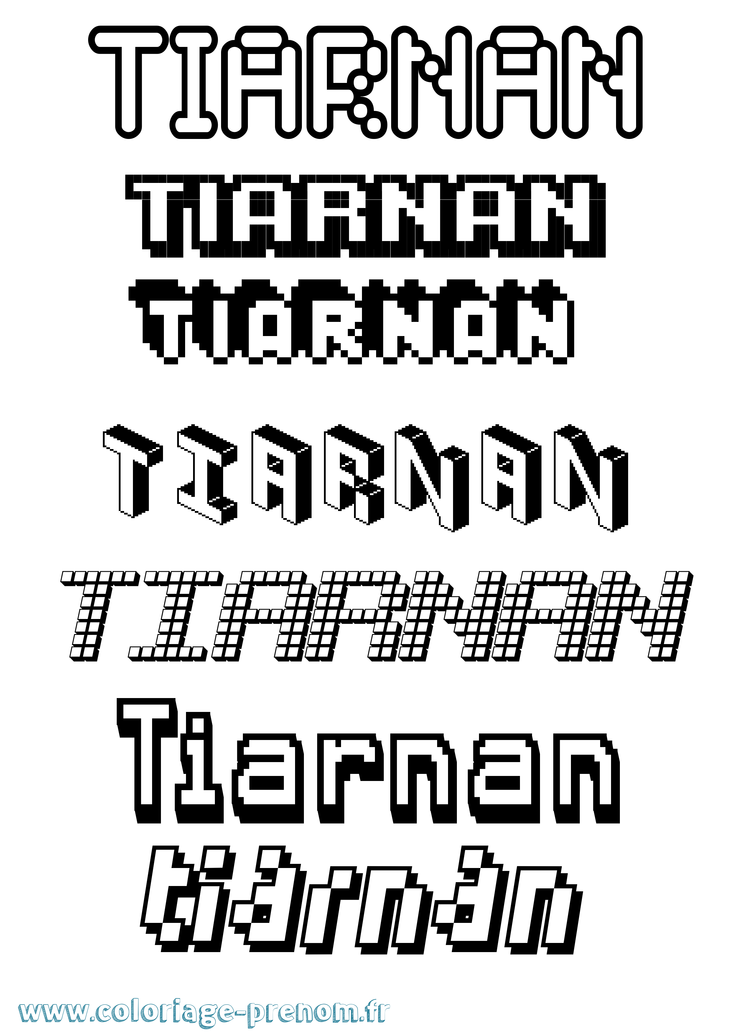 Coloriage Tiarnan Pixel Coloriage prénom Tiarnan Pixel