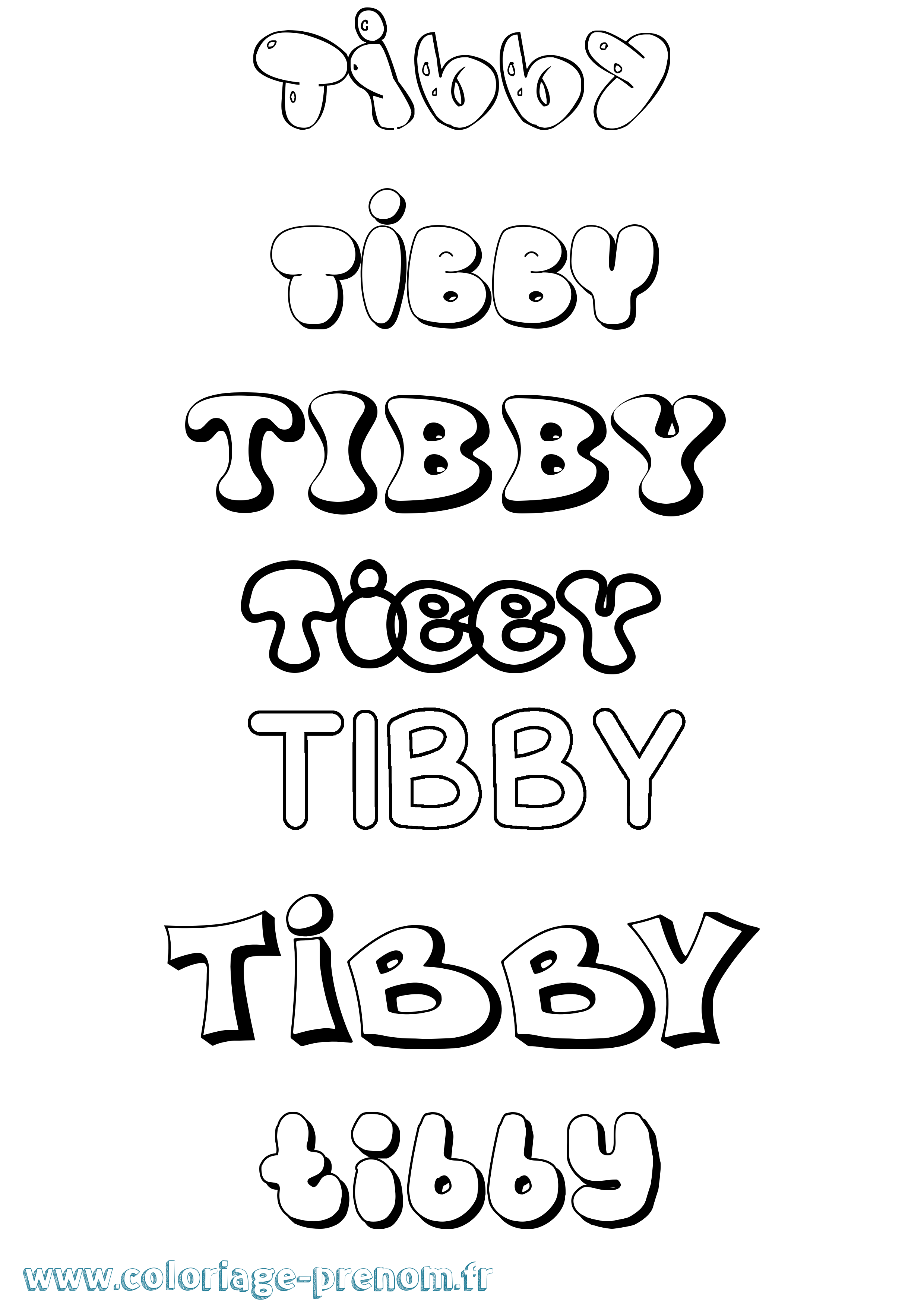 Coloriage Tibby Bubble Coloriage prénom Tibby Bubble