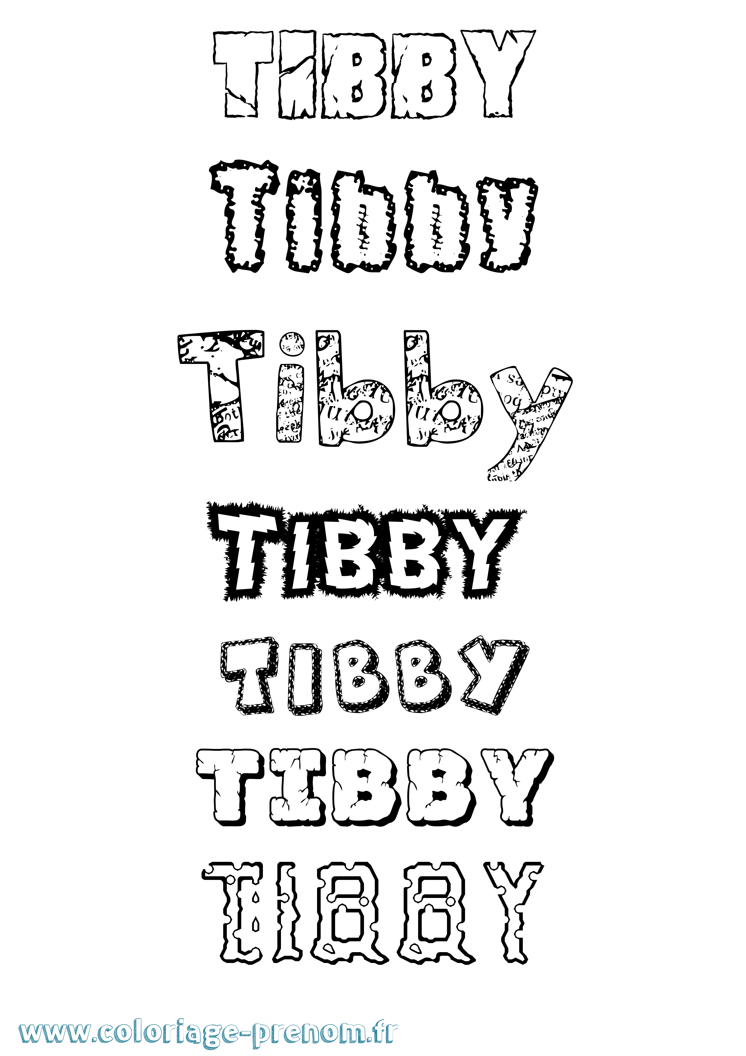 Coloriage Tibby Destructuré Coloriage prénom Tibby Destructuré
