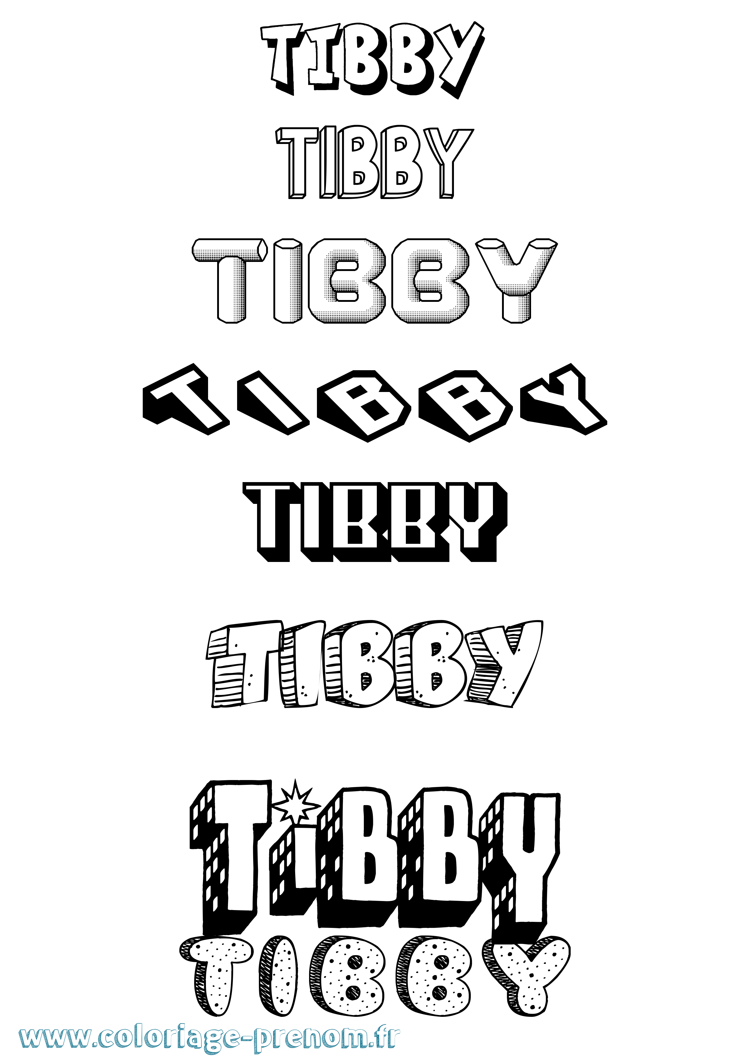 Coloriage Tibby Effet 3D Coloriage prénom Tibby Effet 3D