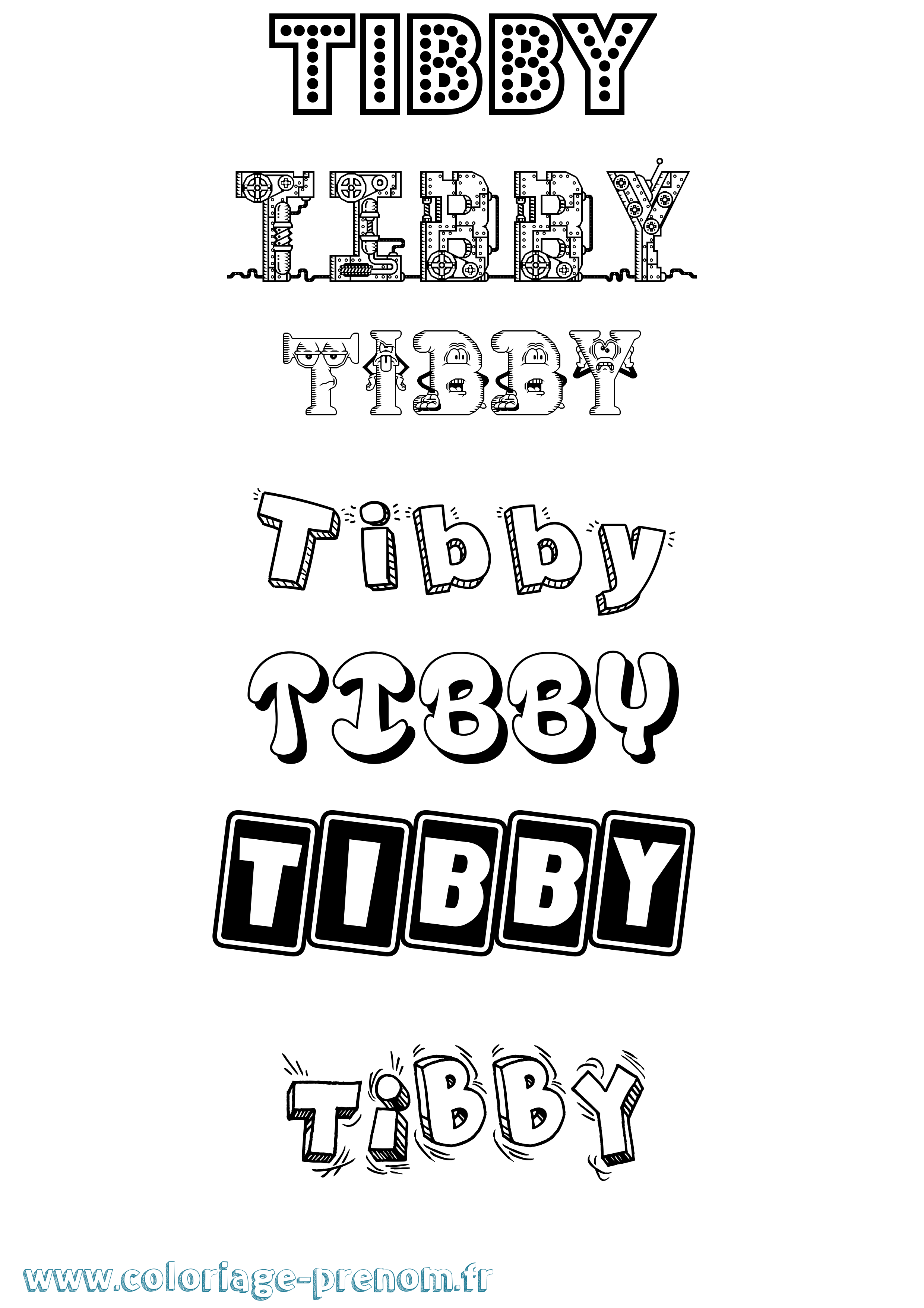 Coloriage Tibby Fun Coloriage prénom Tibby Fun