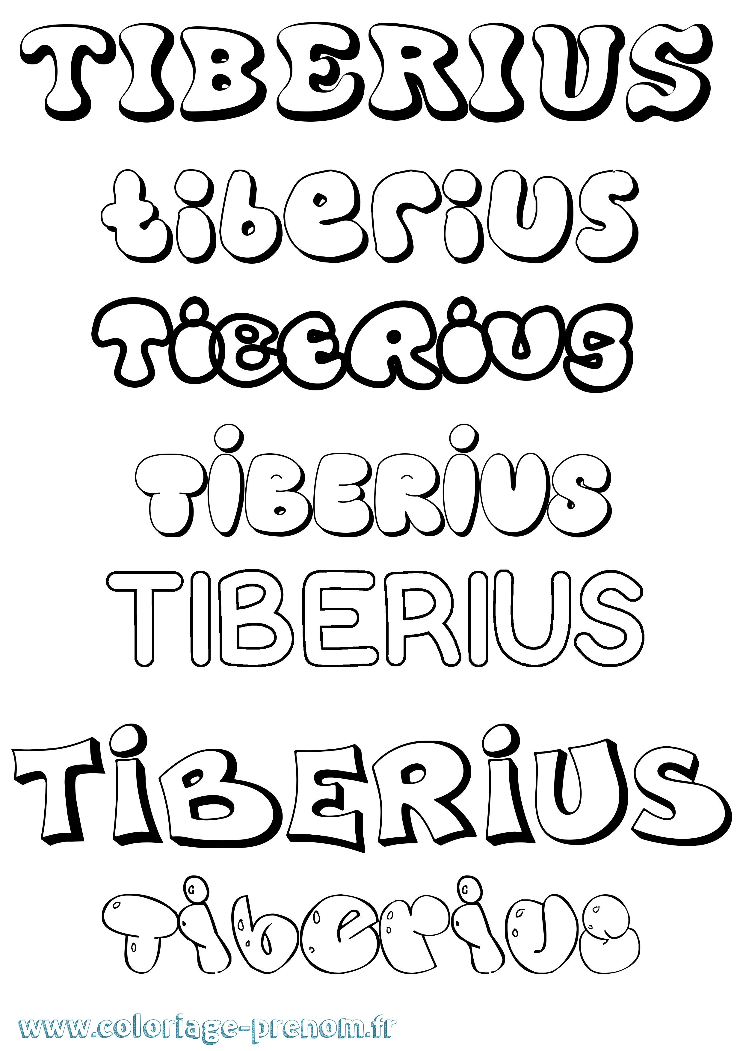 Coloriage Tiberius Bubble Coloriage prénom Tiberius Bubble