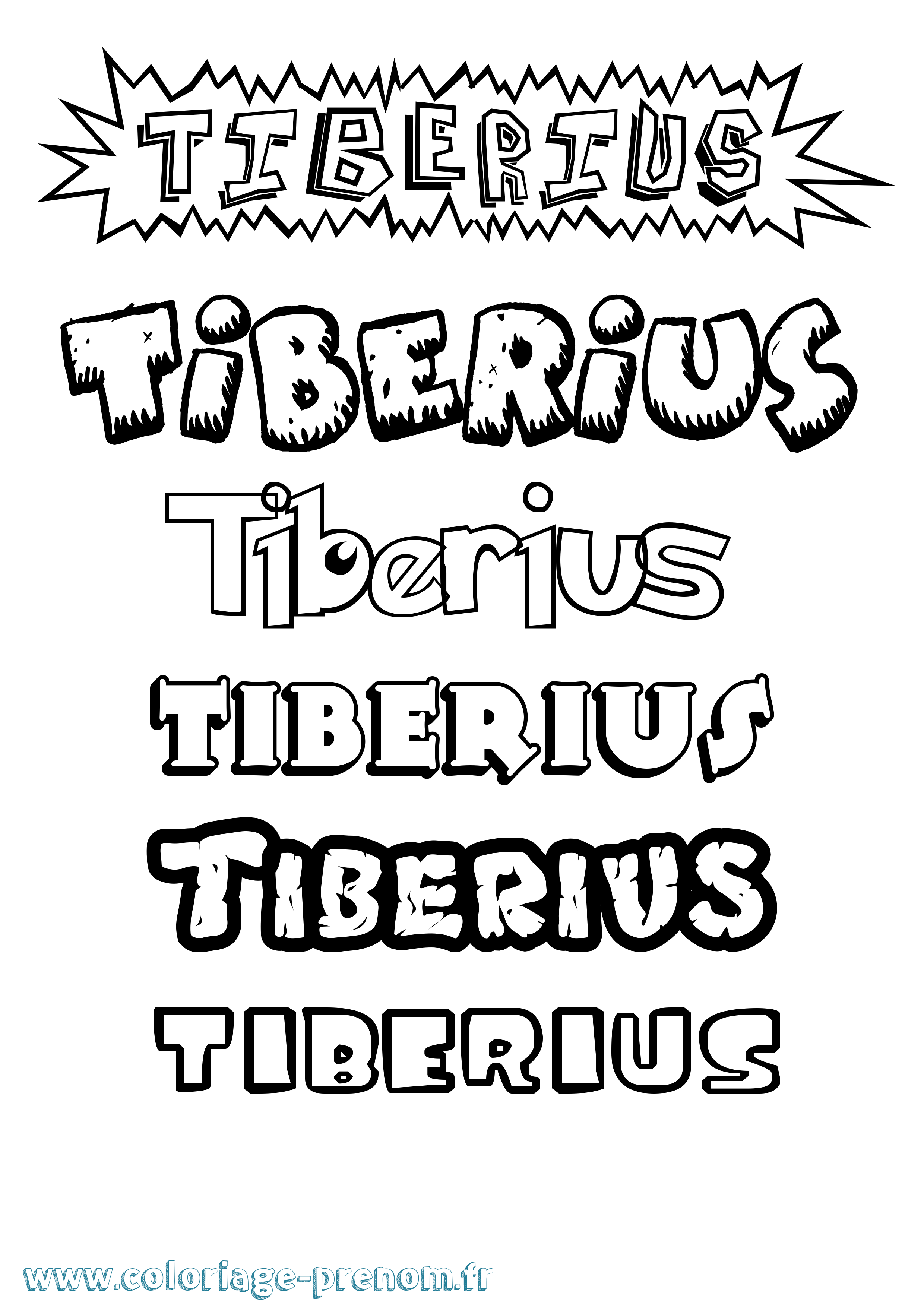 Coloriage Tiberius Dessin Animé Coloriage prénom Tiberius Dessin Animé