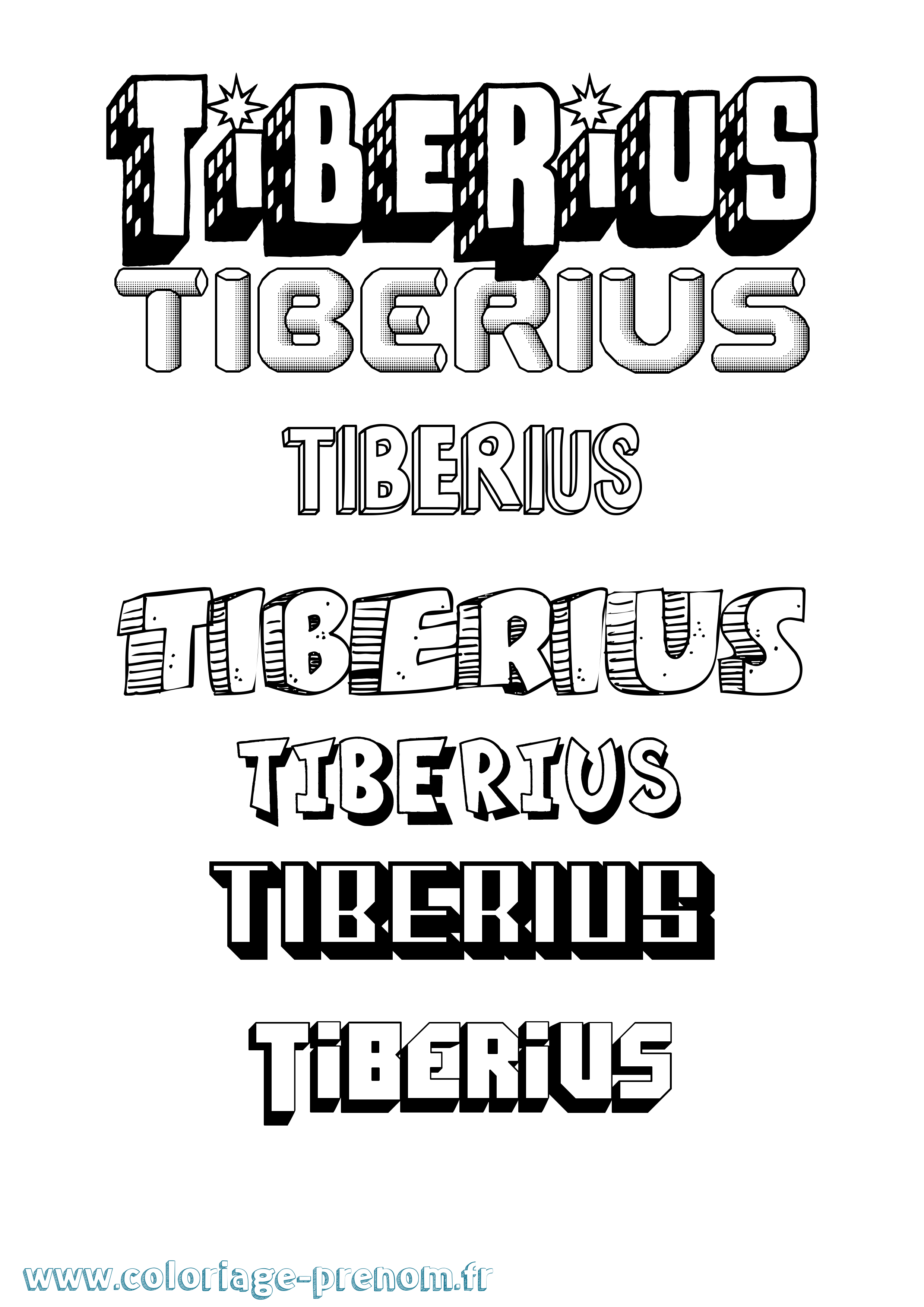 Coloriage Tiberius Effet 3D Coloriage prénom Tiberius Effet 3D