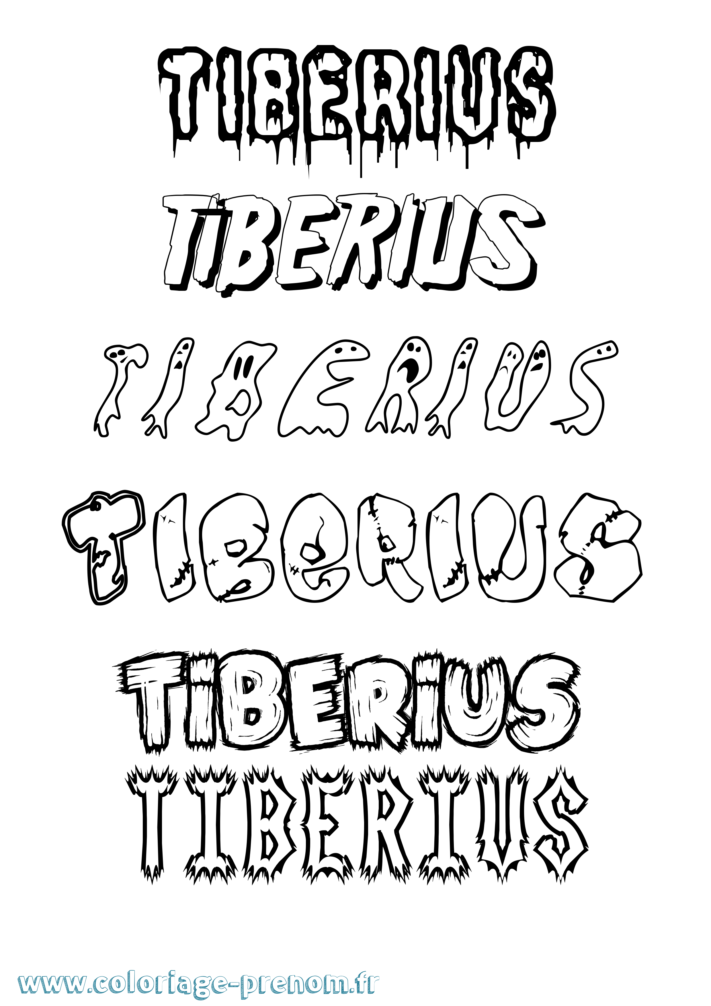 Coloriage Tiberius Frisson Coloriage prénom Tiberius Frisson