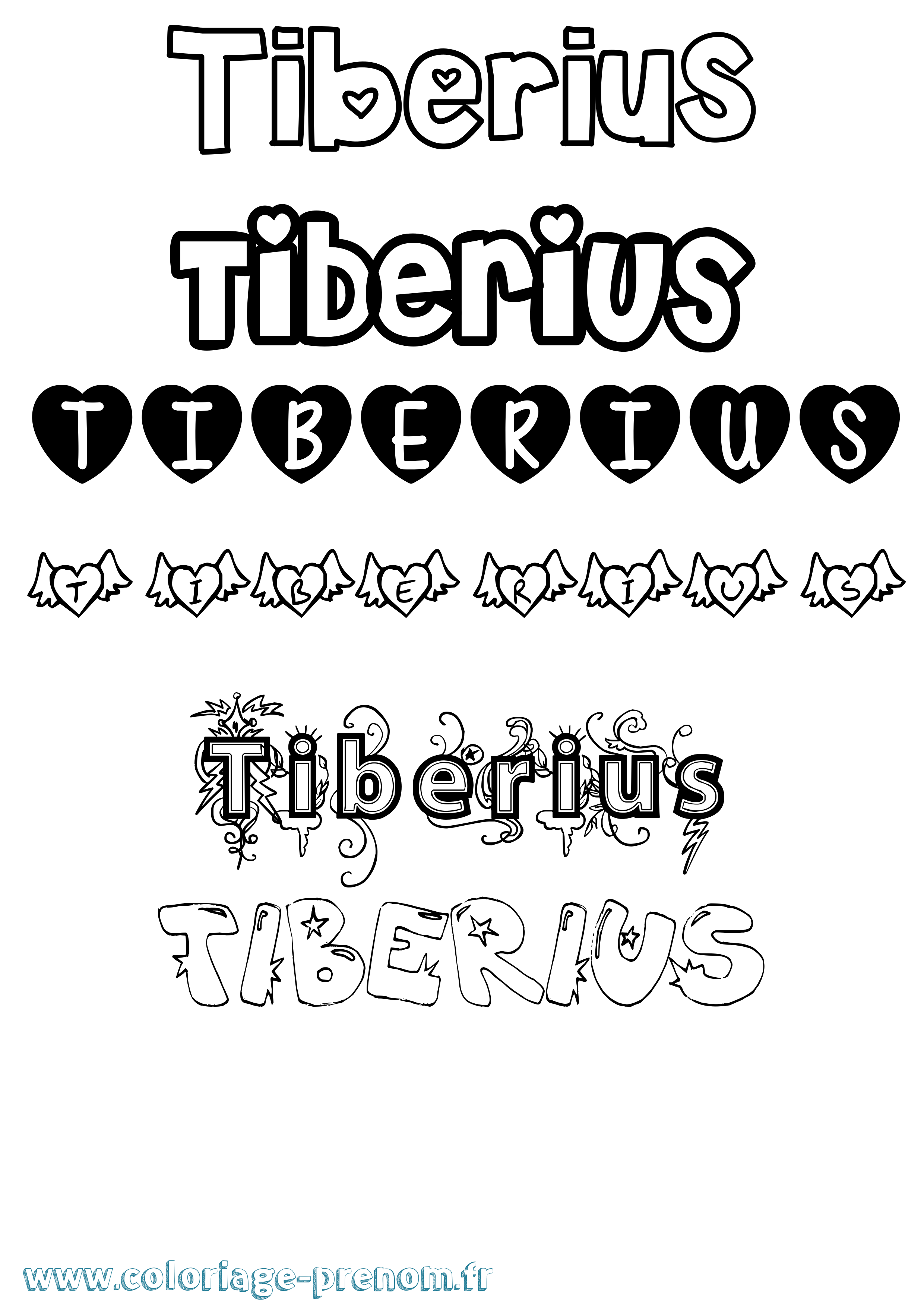 Coloriage Tiberius Girly Coloriage prénom Tiberius Girly