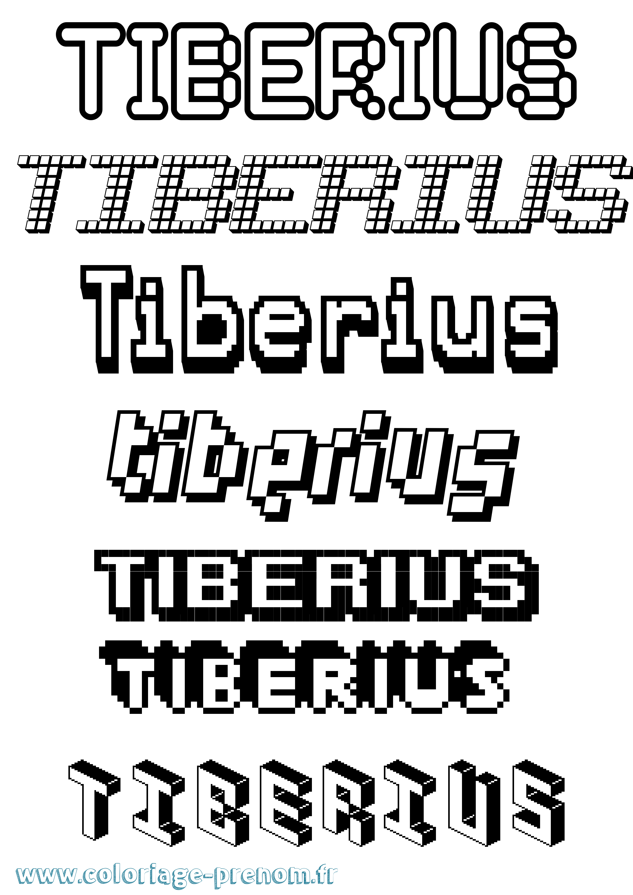 Coloriage Tiberius Pixel Coloriage prénom Tiberius Pixel