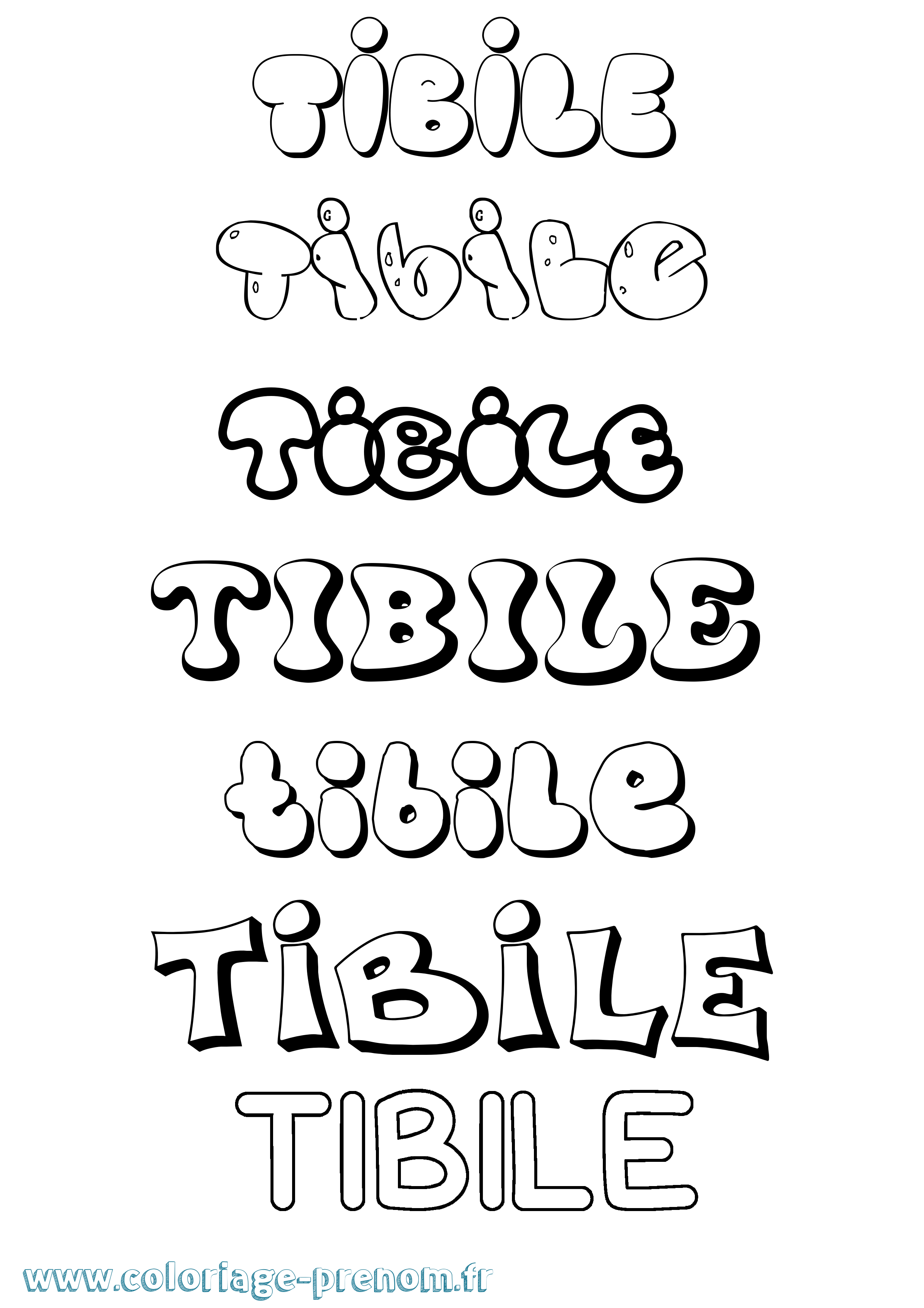 Coloriage Tibile Bubble Coloriage prénom Tibile Bubble