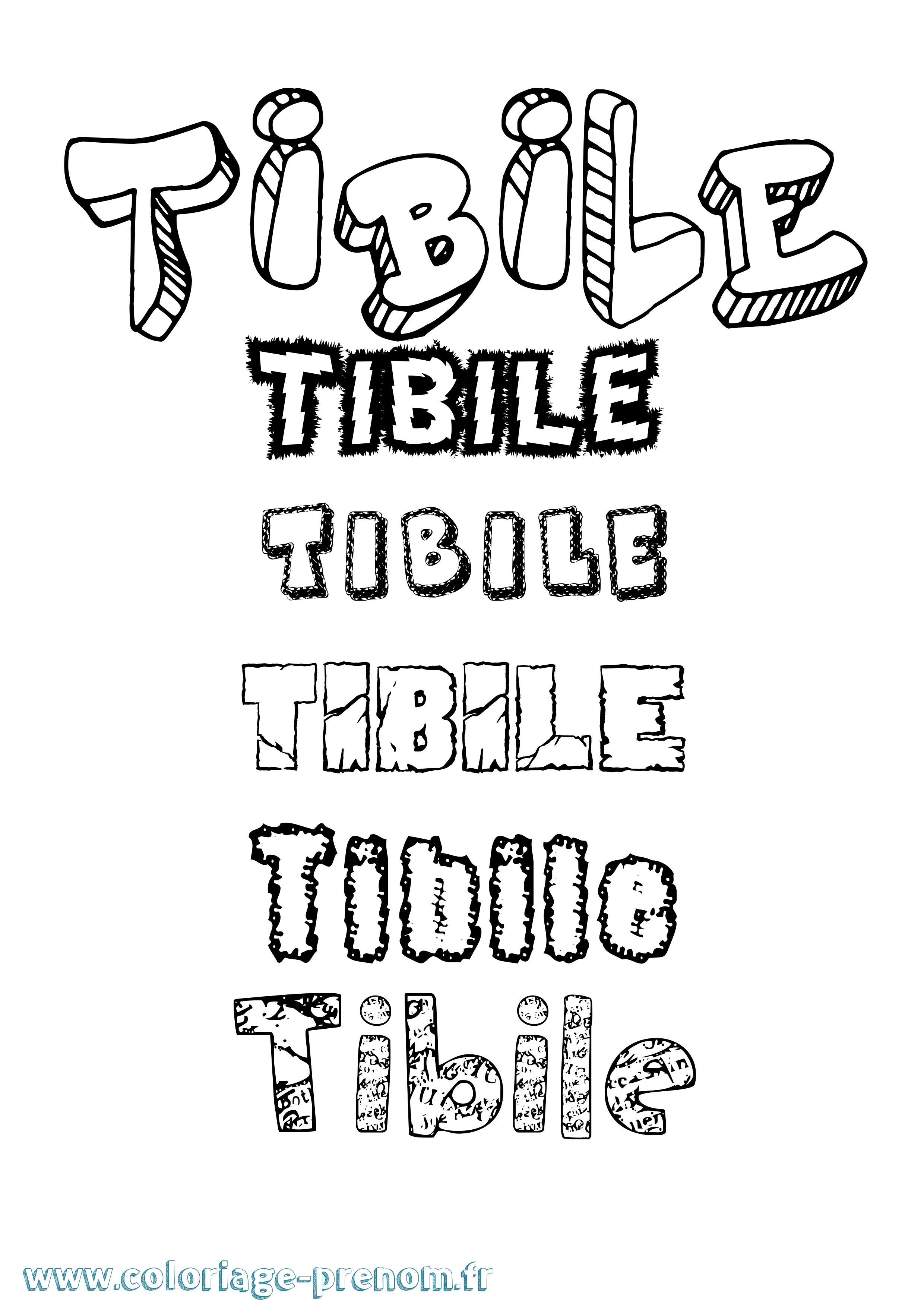 Coloriage Tibile Destructuré Coloriage prénom Tibile Destructuré