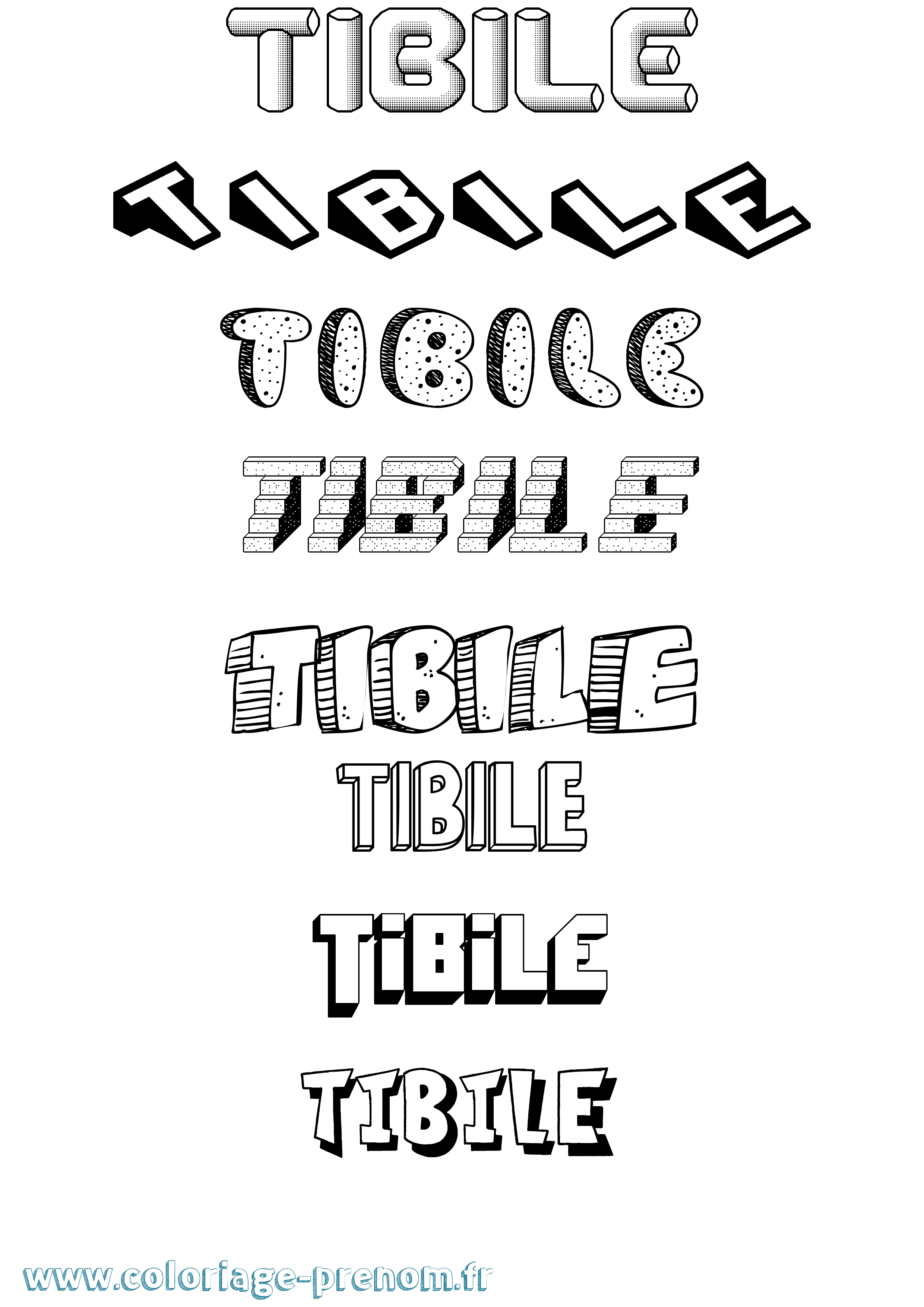 Coloriage Tibile Effet 3D Coloriage prénom Tibile Effet 3D