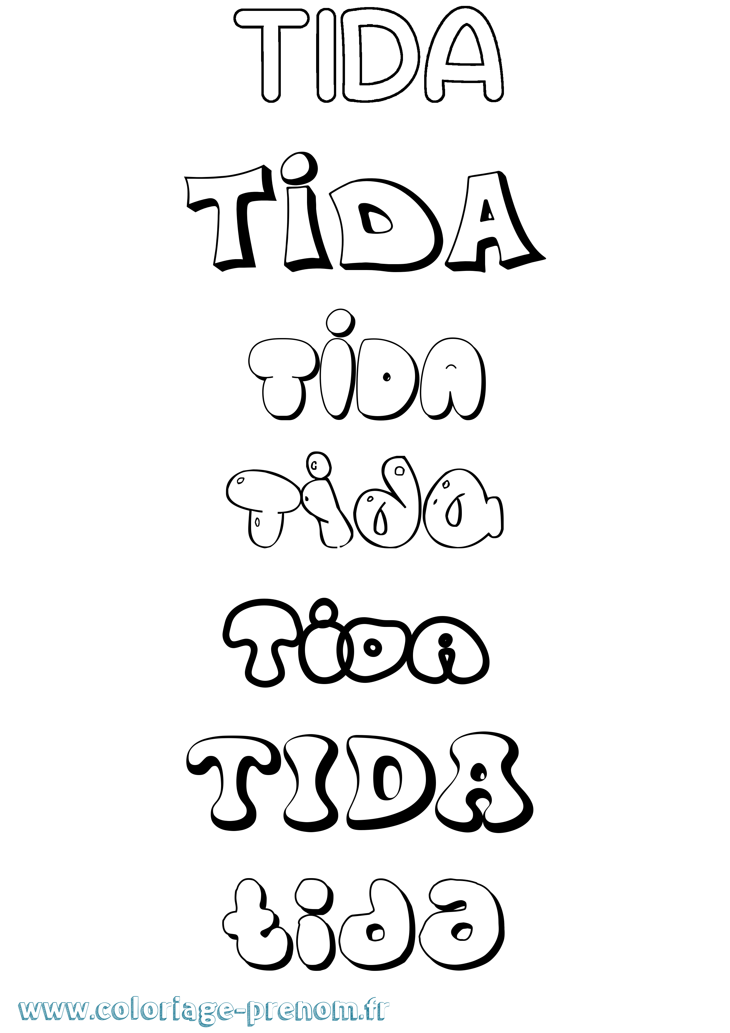 Coloriage Tida Bubble Coloriage prénom Tida Bubble