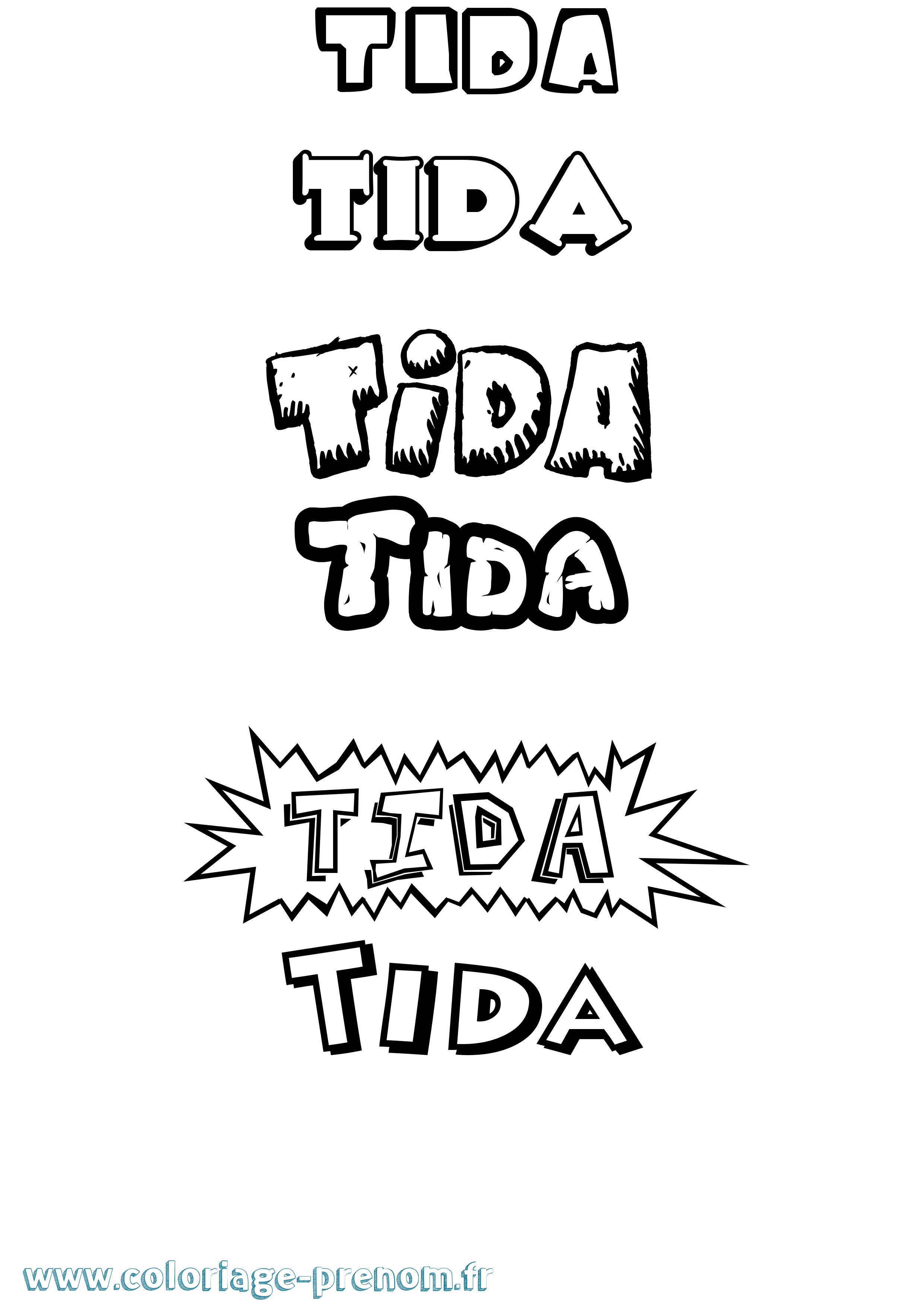 Coloriage Tida Dessin Animé Coloriage prénom Tida Dessin Animé