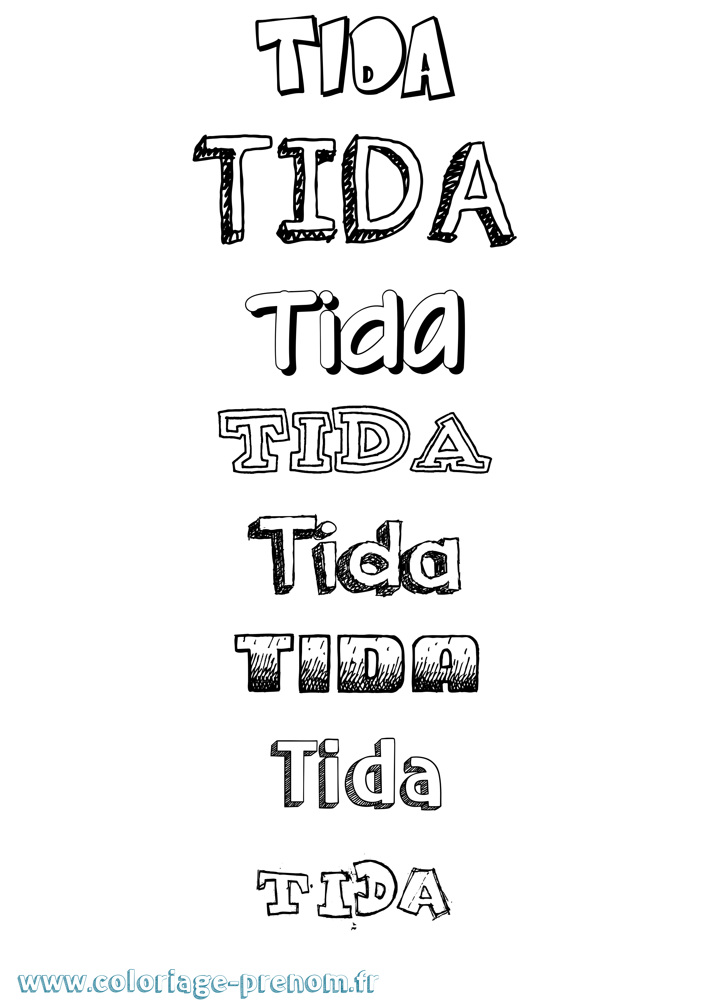 Coloriage Tida Dessiné Coloriage prénom Tida Dessiné