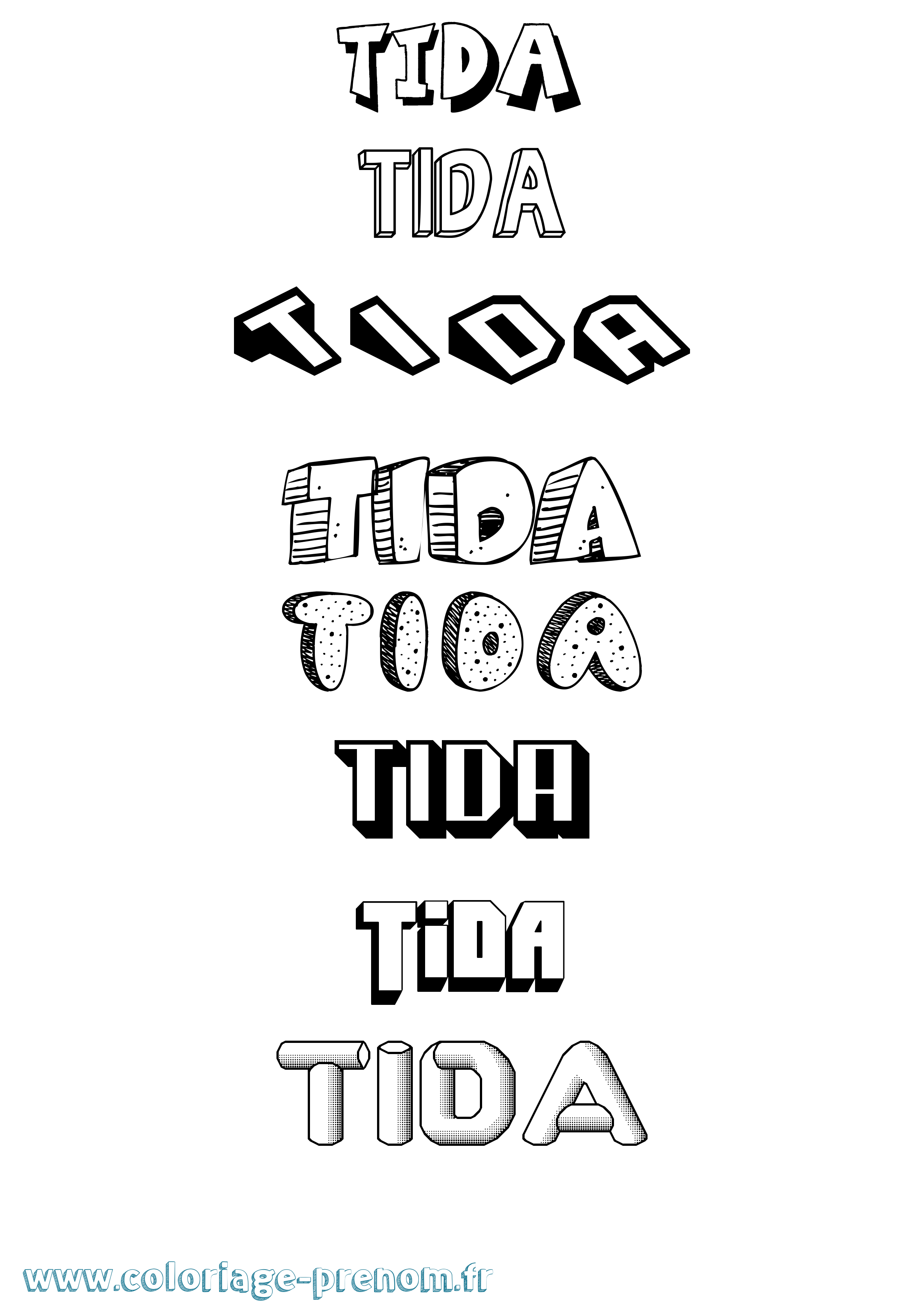 Coloriage Tida Effet 3D Coloriage prénom Tida Effet 3D