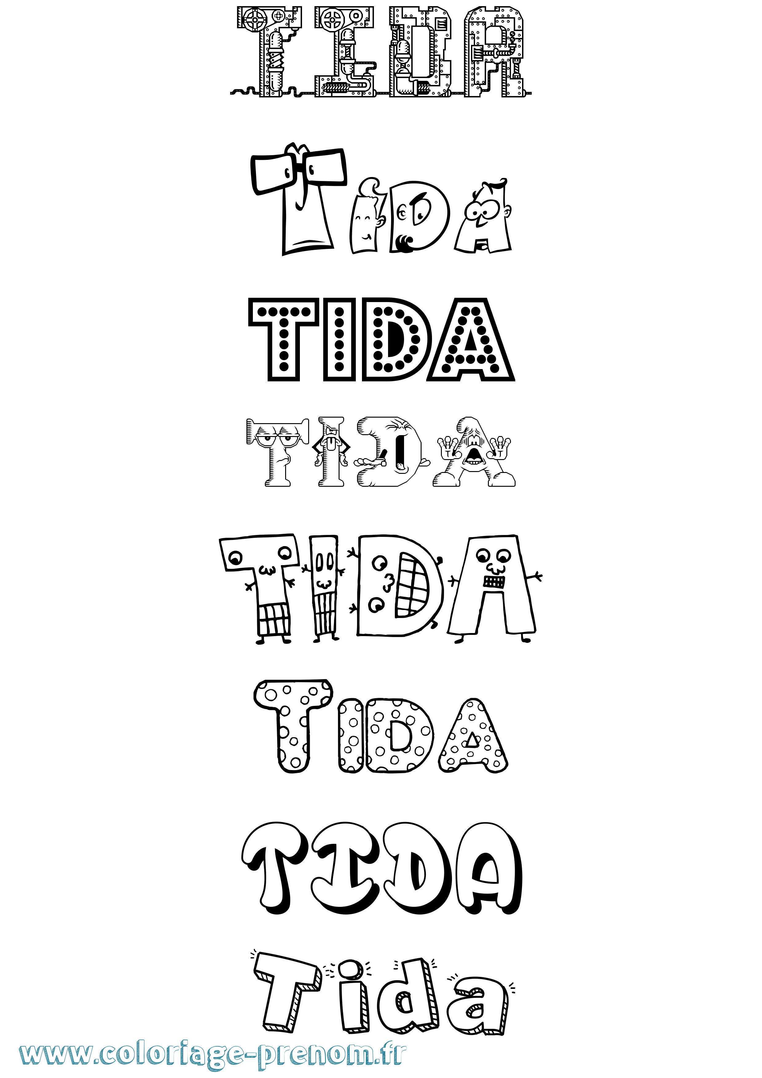 Coloriage Tida Fun Coloriage prénom Tida Fun
