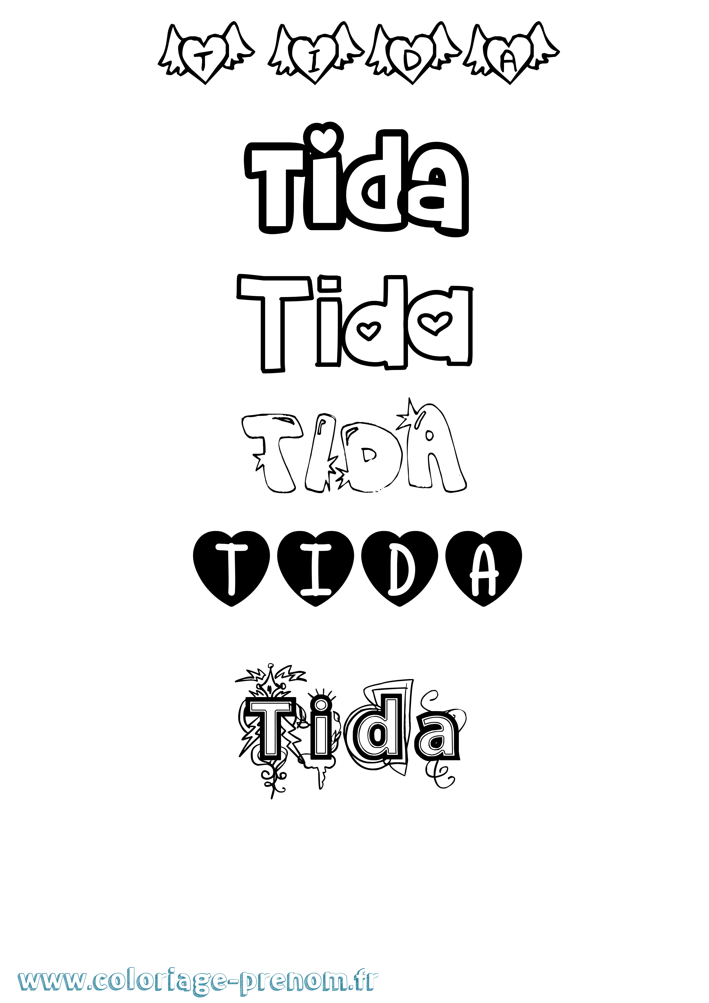 Coloriage Tida Girly Coloriage prénom Tida Girly