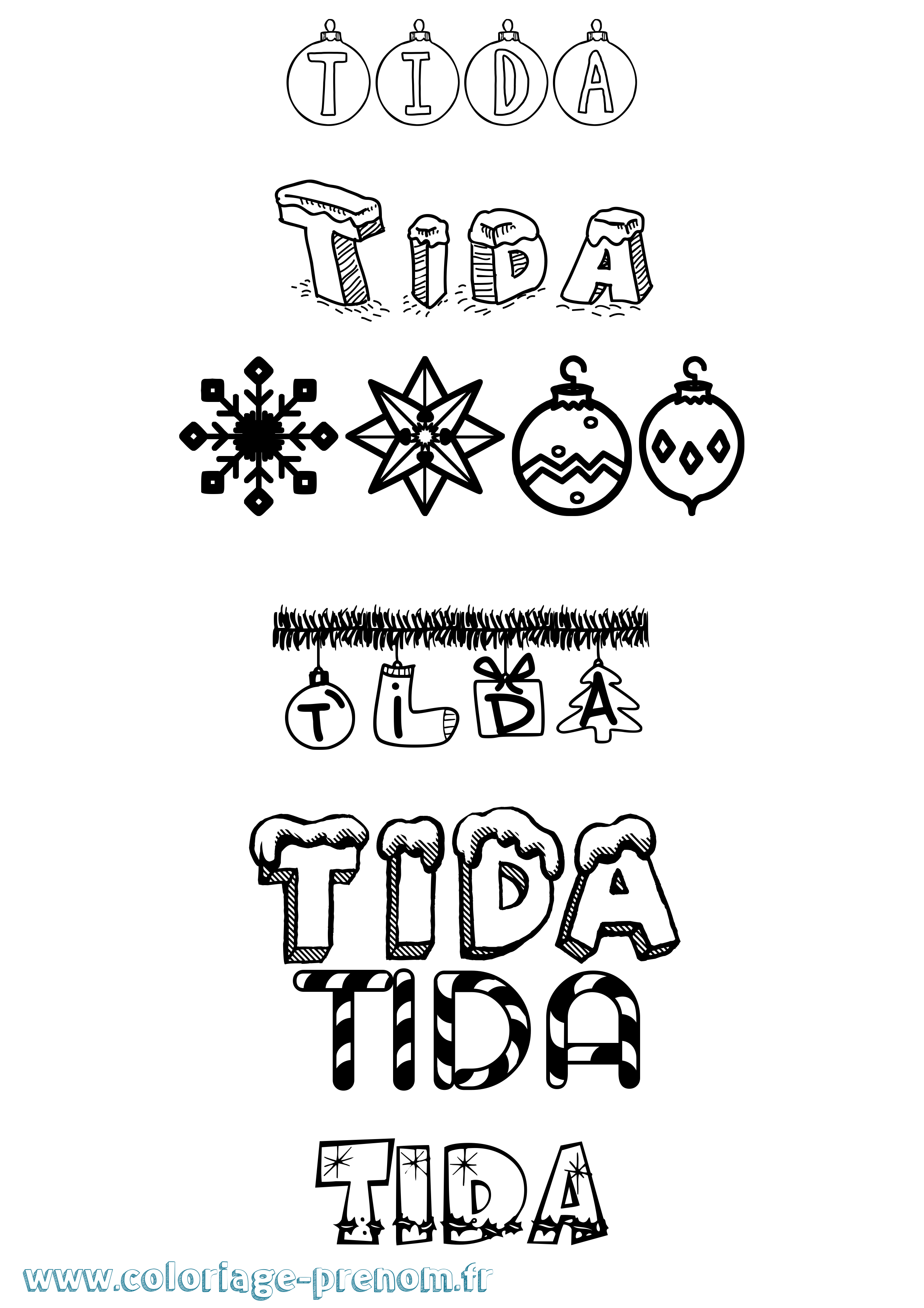 Coloriage Tida Noël Coloriage prénom Tida Noël