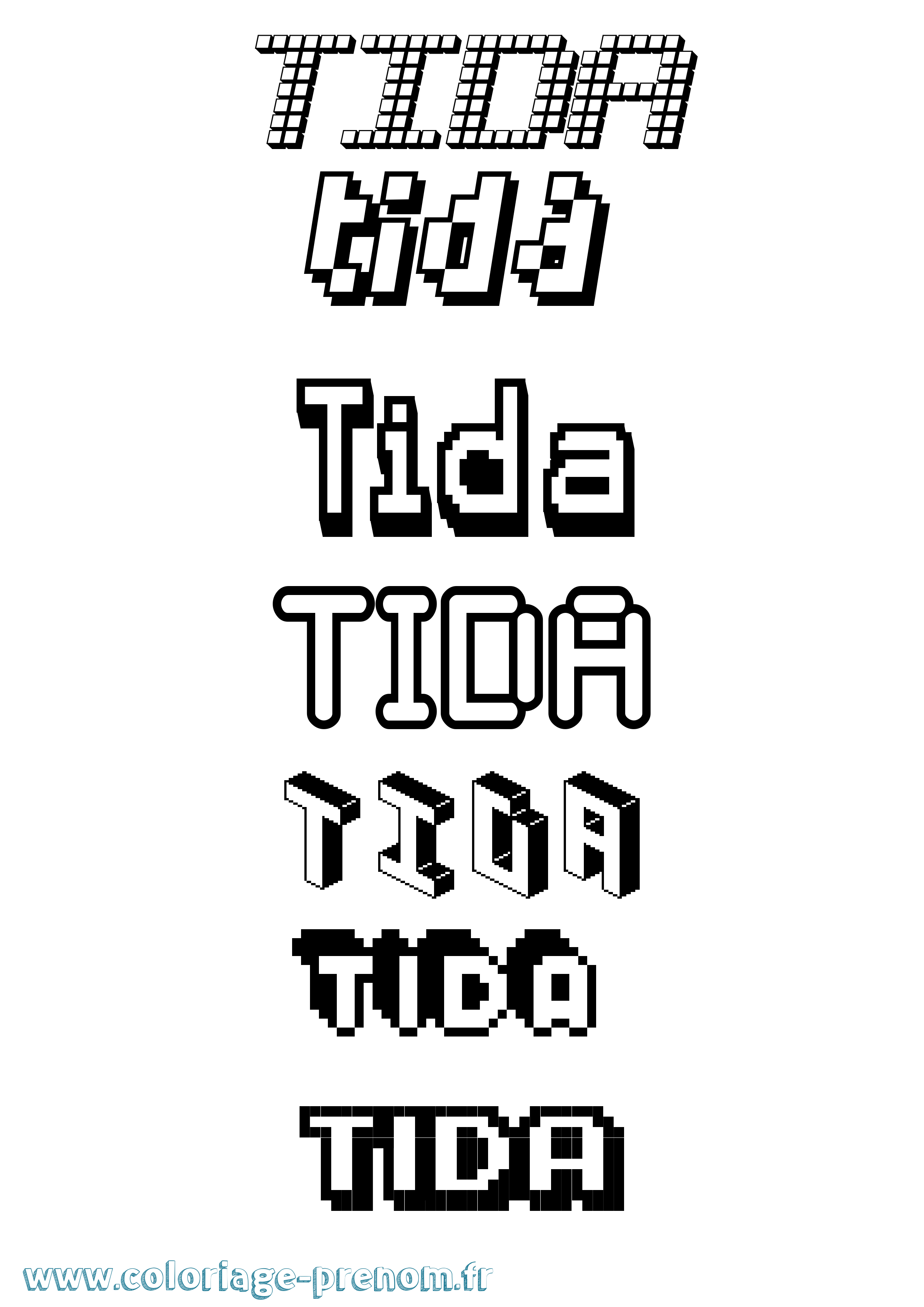 Coloriage Tida Pixel Coloriage prénom Tida Pixel