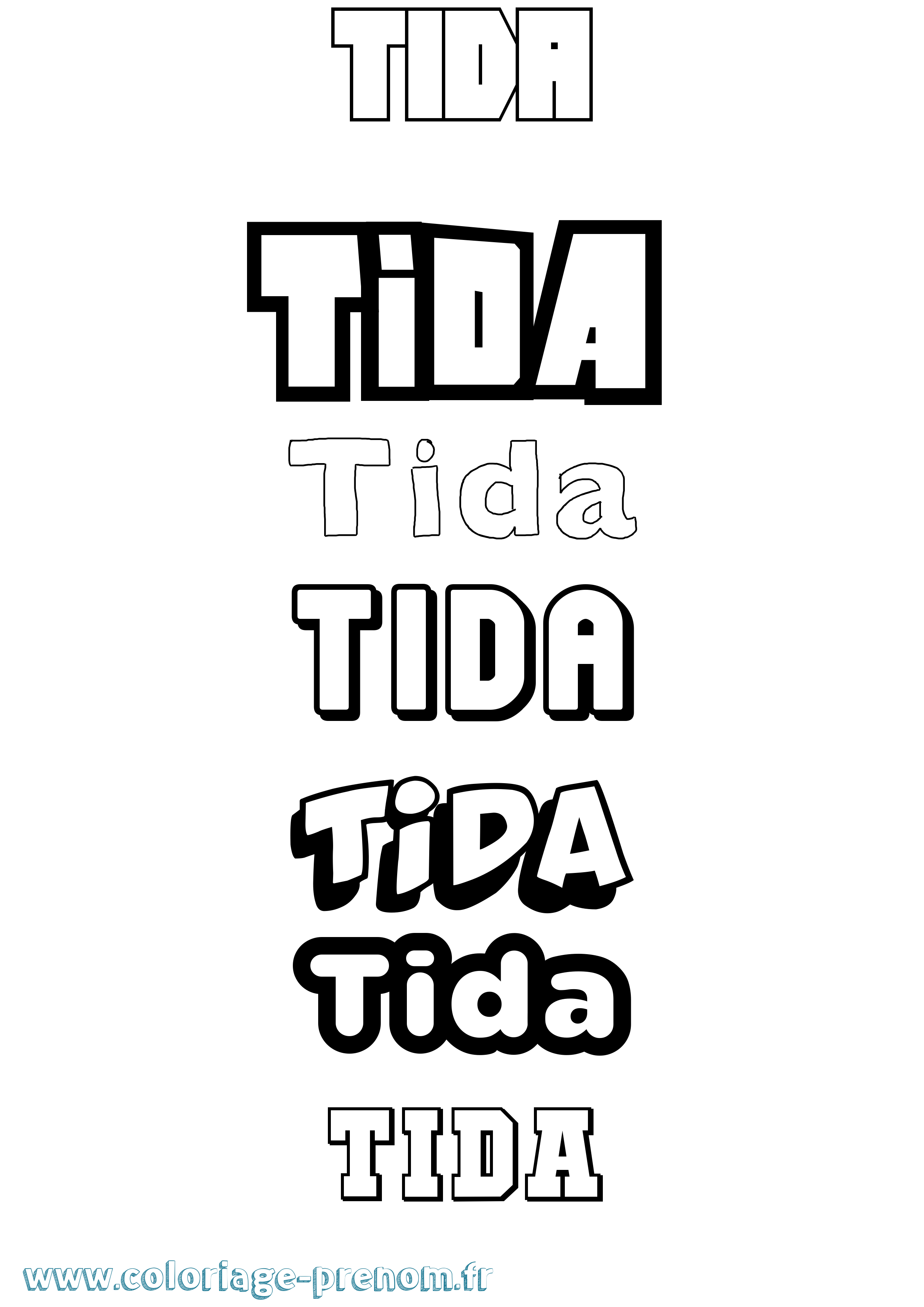 Coloriage Tida Simple Coloriage prénom Tida Simple